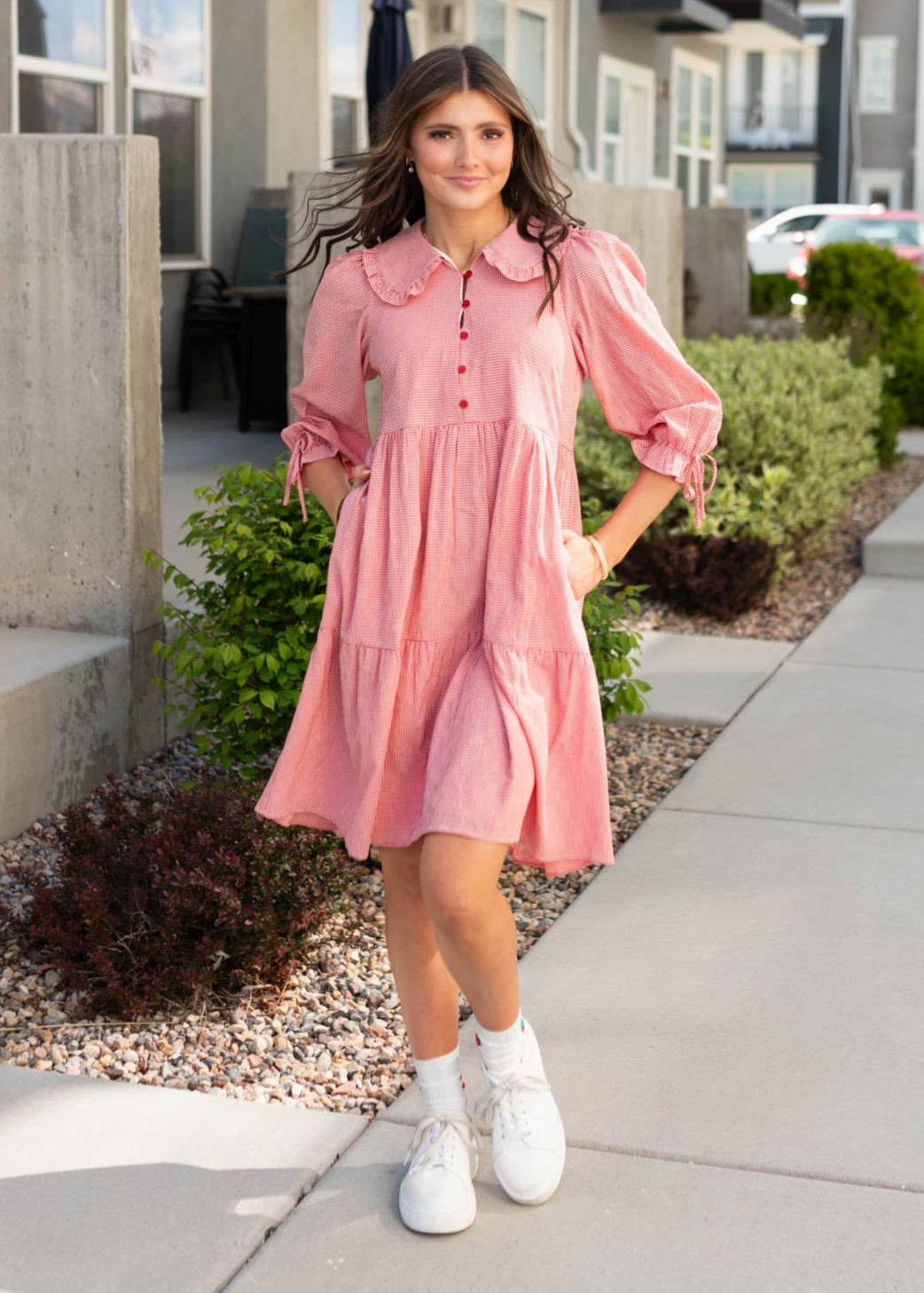 Macie Red Gingham Dress