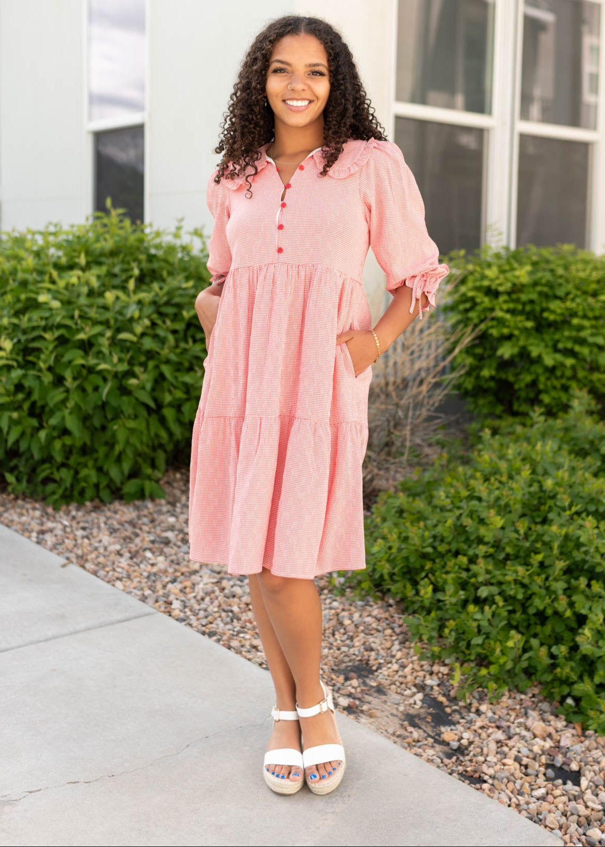 Macie Red Gingham Dress