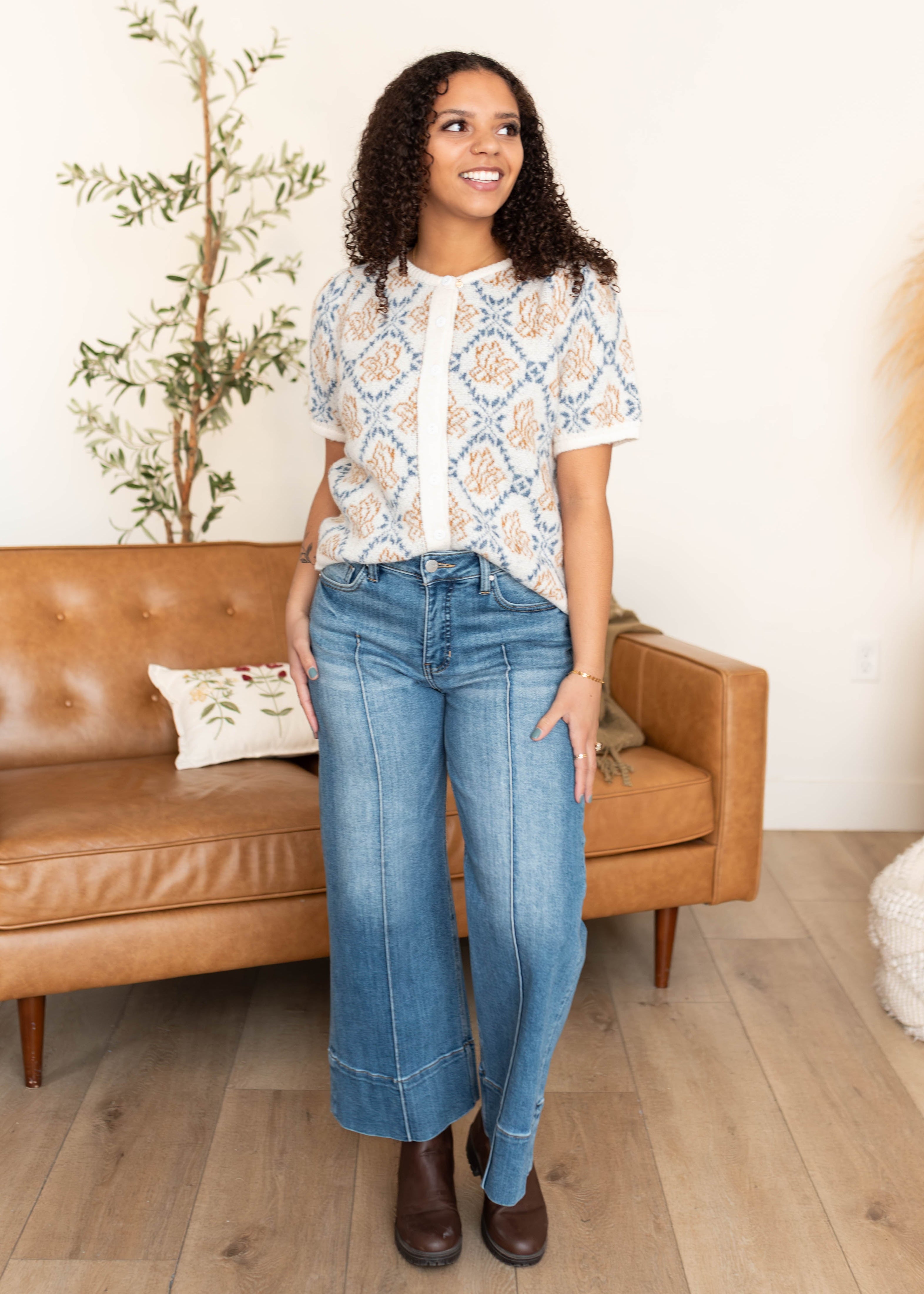 Maddy Blue Patterned Cardigan
