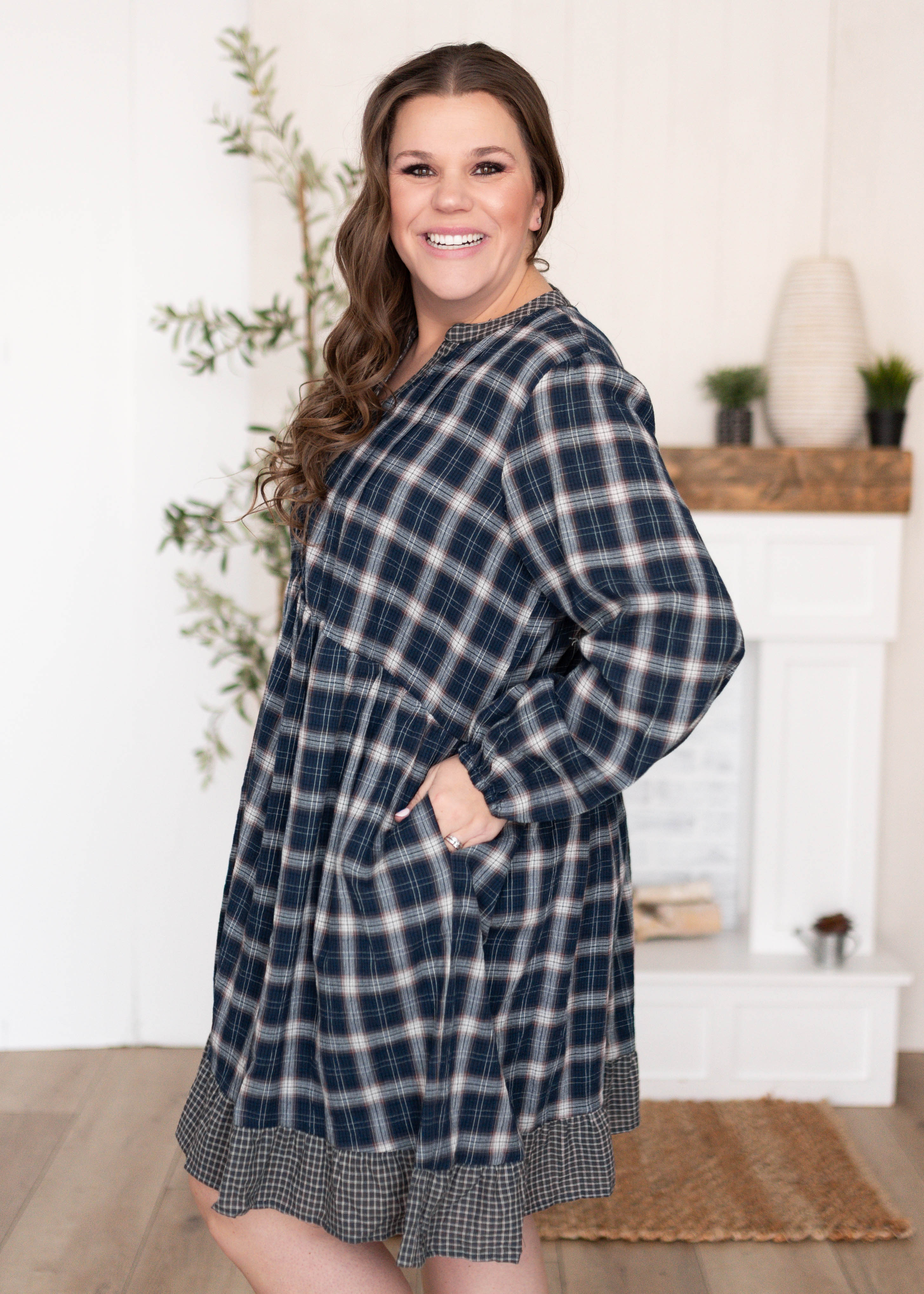 Madilyn Navy Plaid Dress