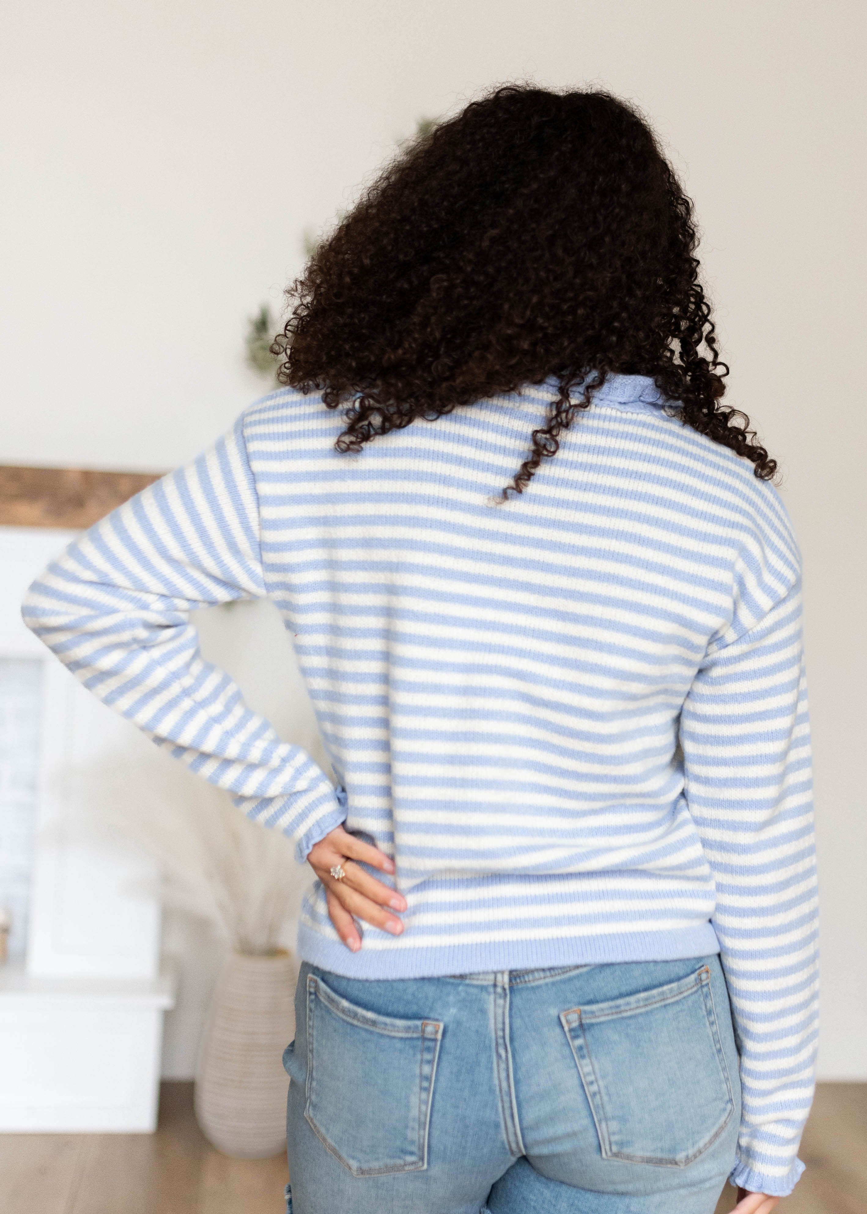 Madilynn Light Blue Striped Cardigan