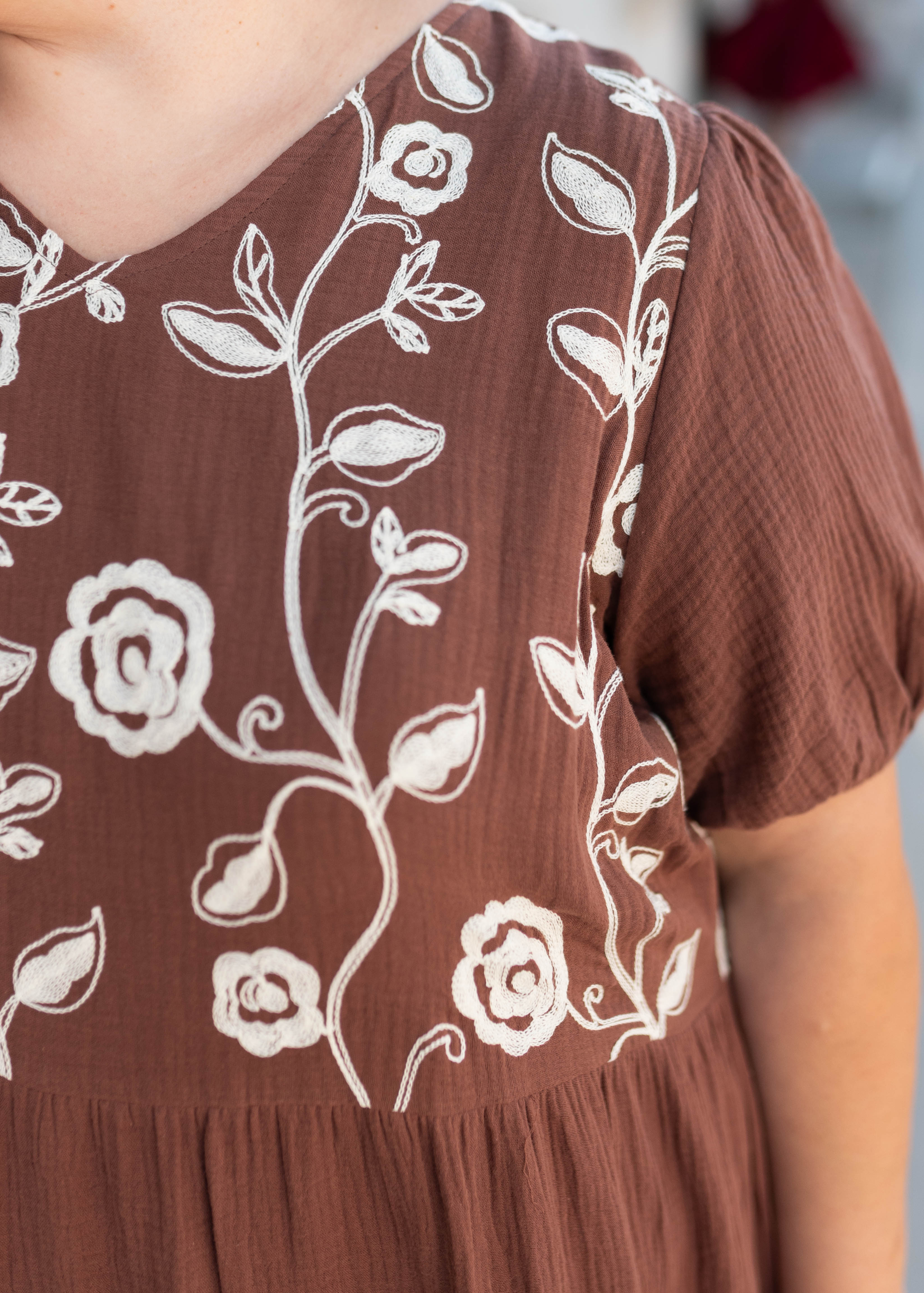 Maeve Brown Embroidered Dress