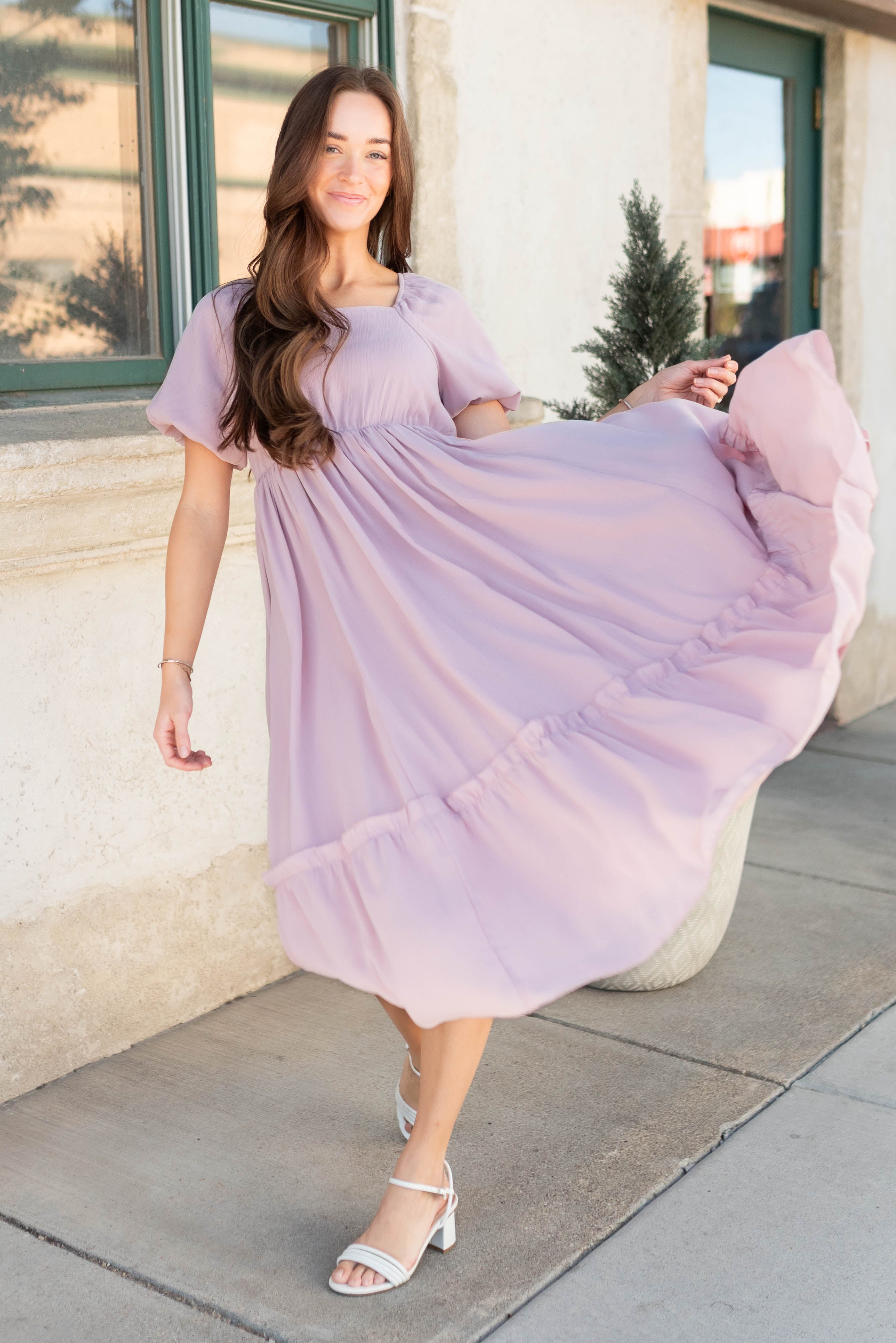 Margo Lilac Tiered Dress
