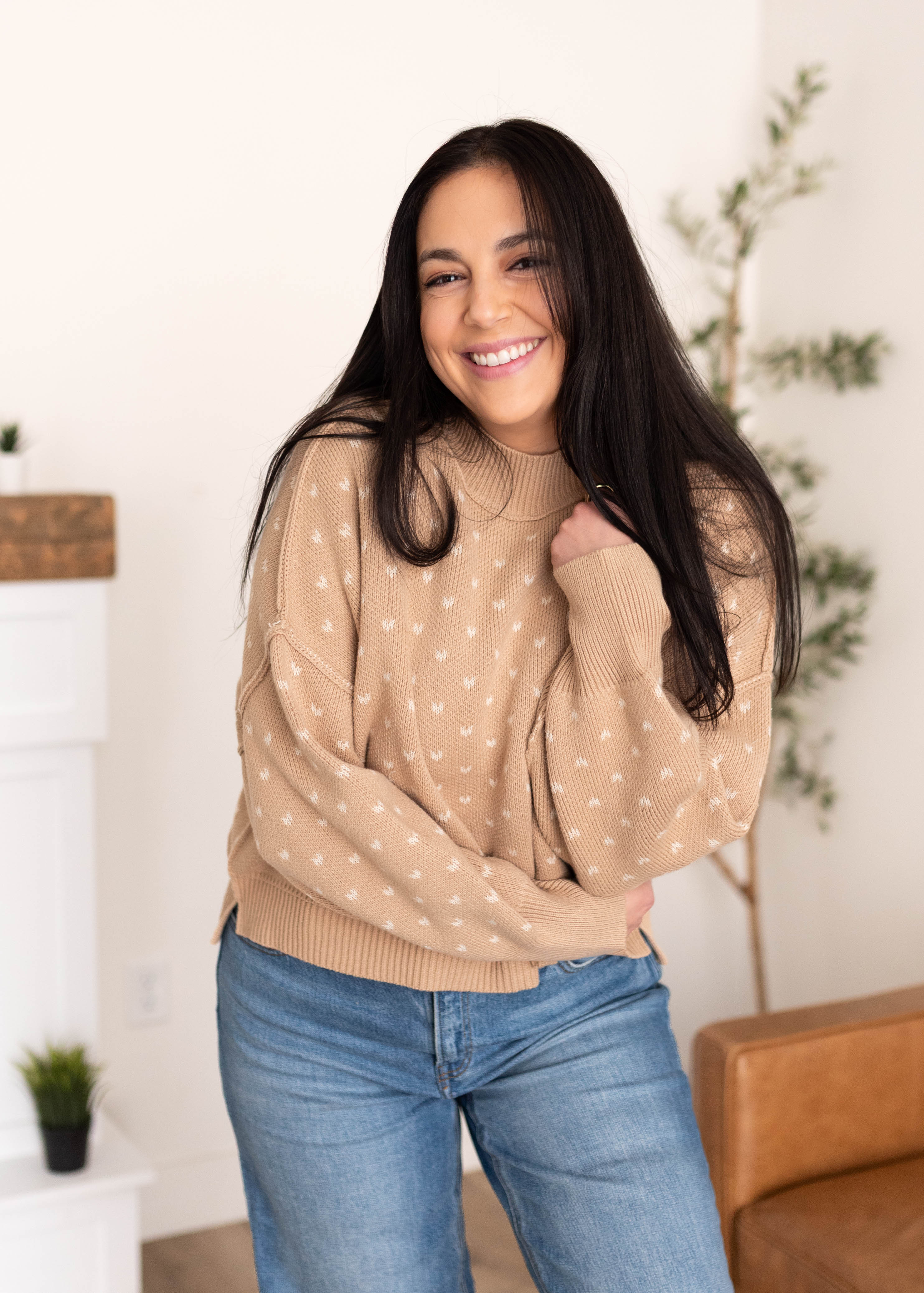 Margot Taupe Heart Sweater