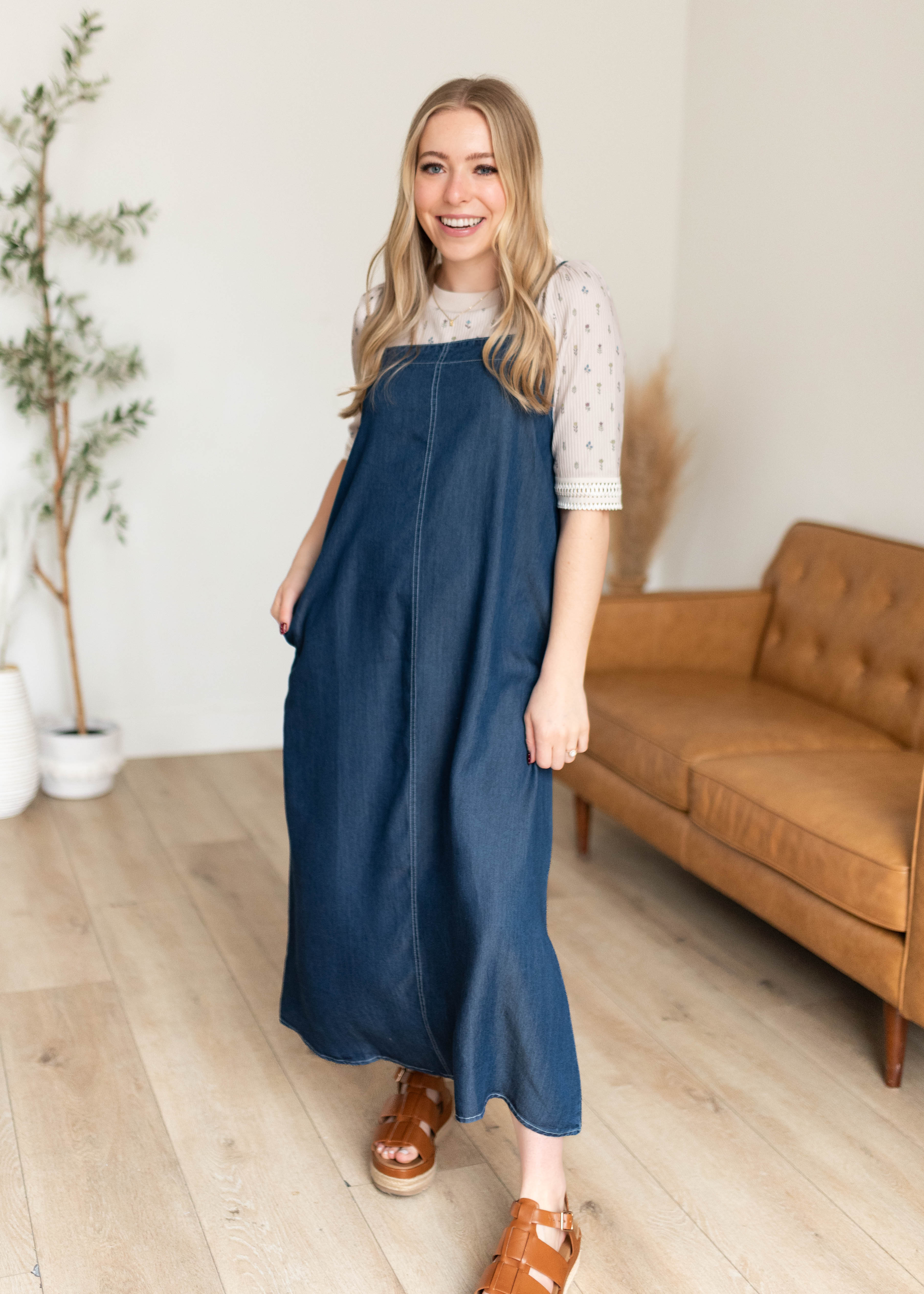 Marie Chambray Square Neck Dress