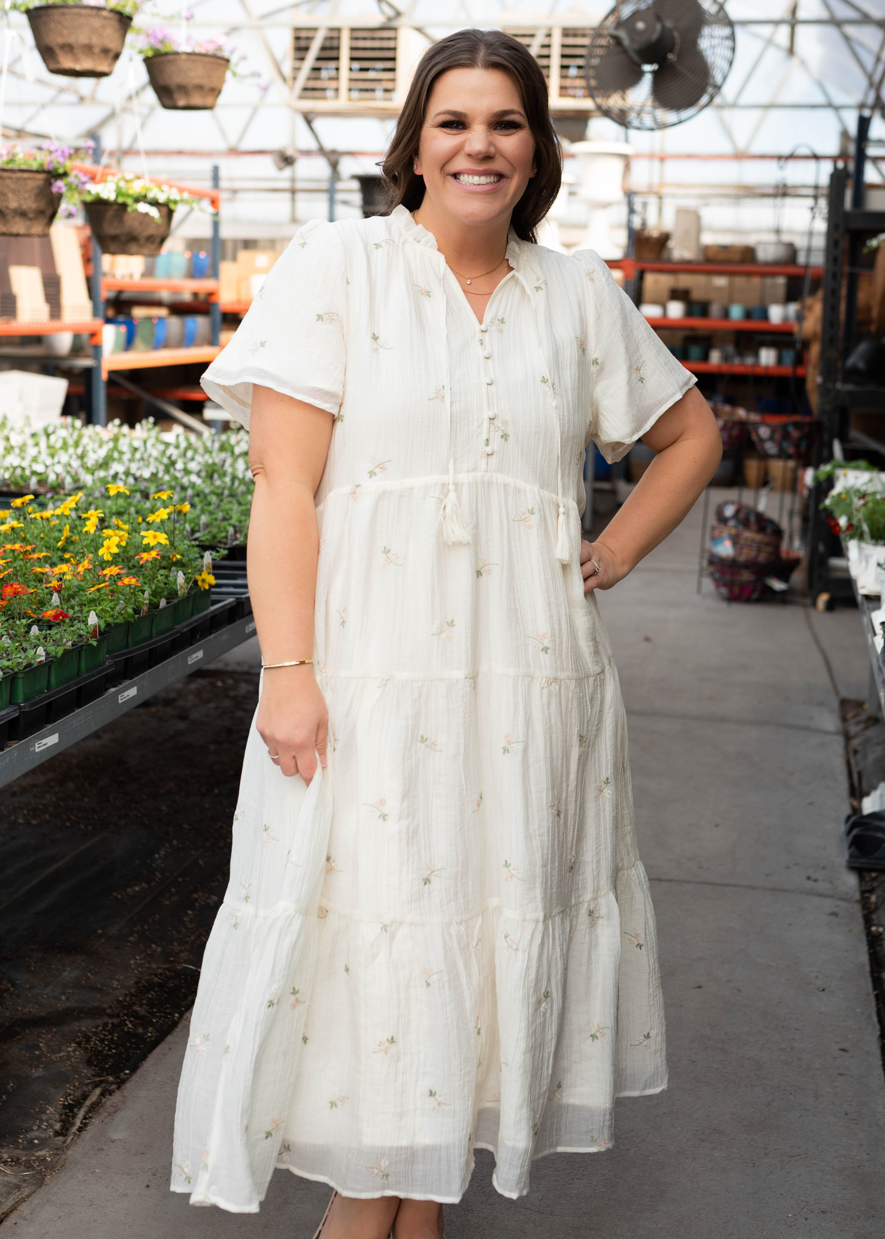 Marilyn Cream Embroidered Dress