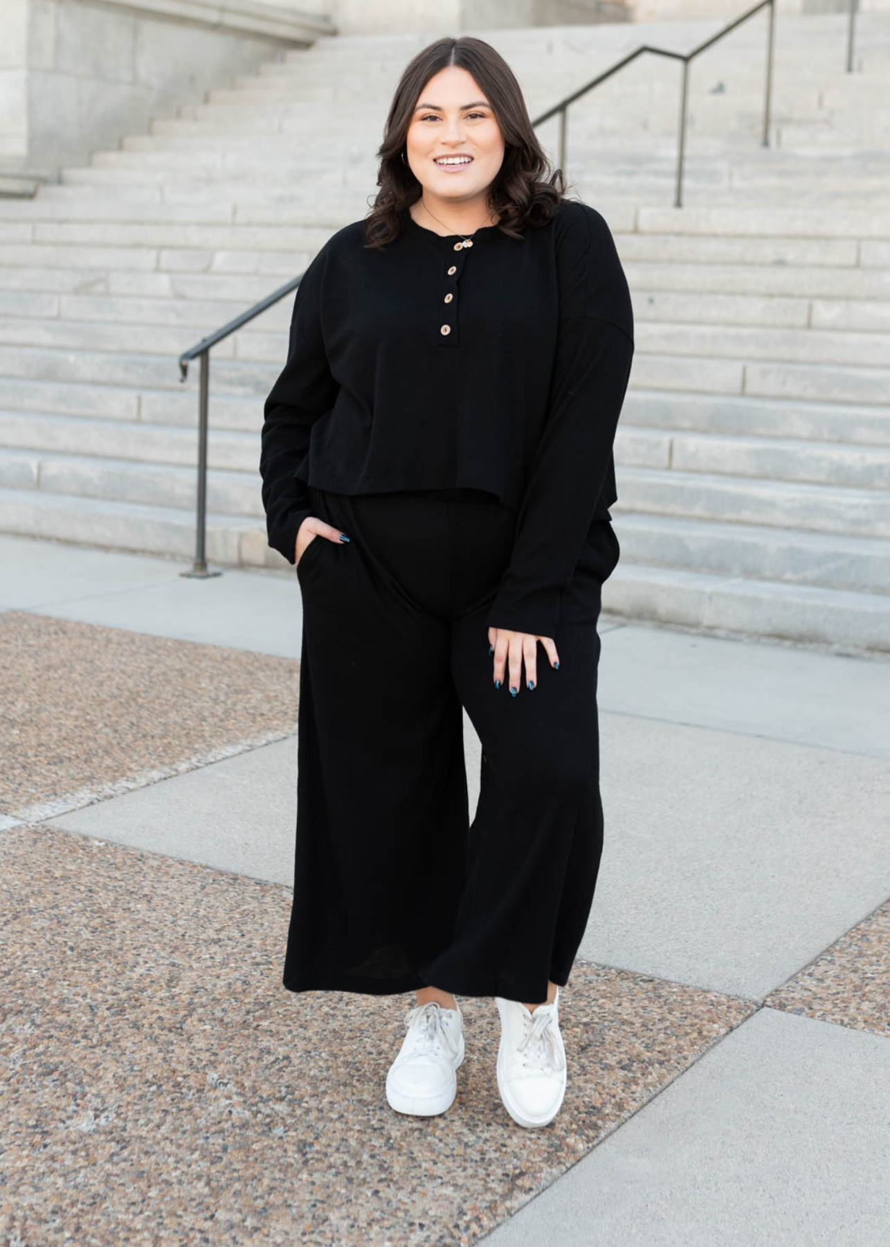 Marion Black Textured Pants