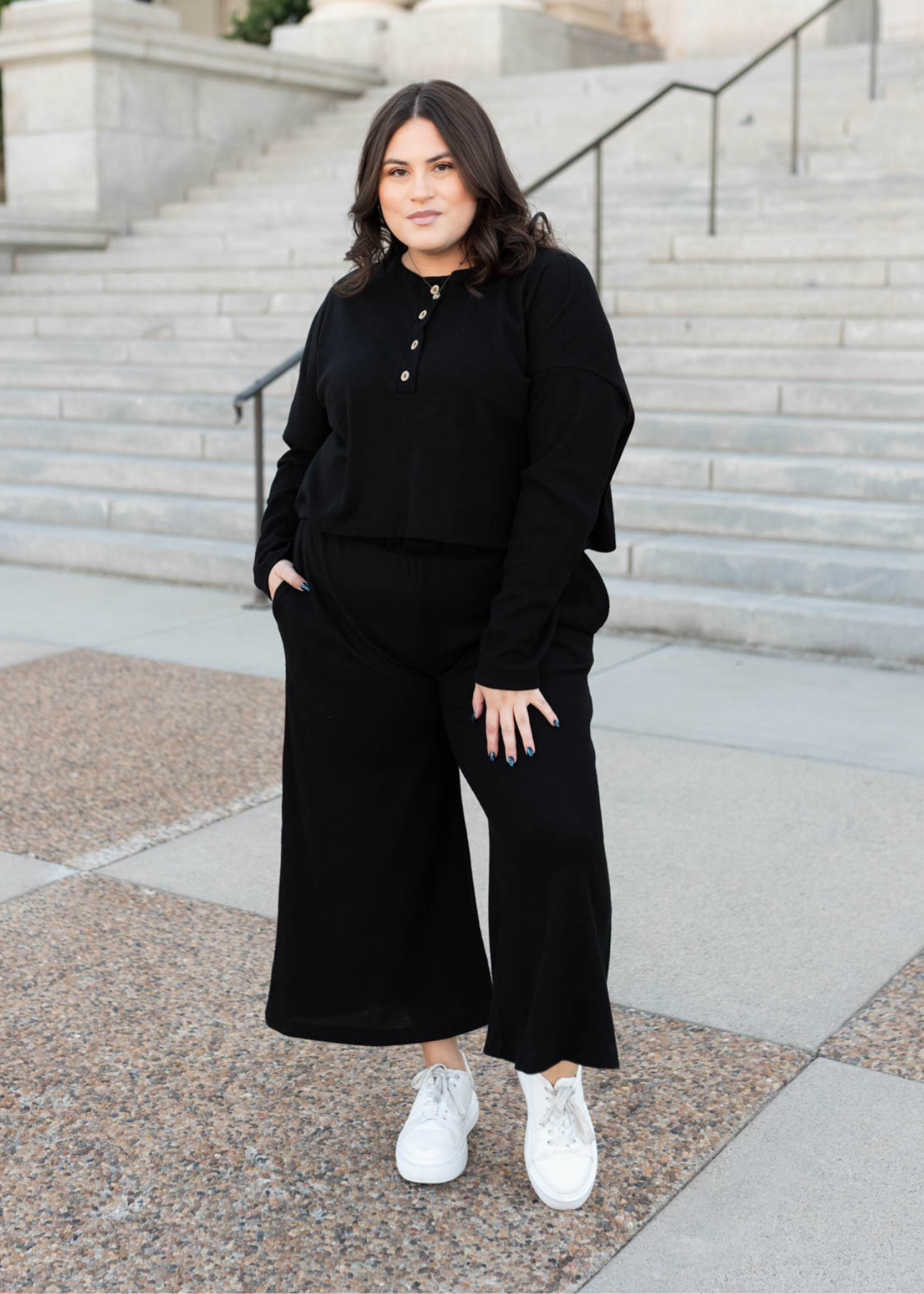 Marion Black Textured Top