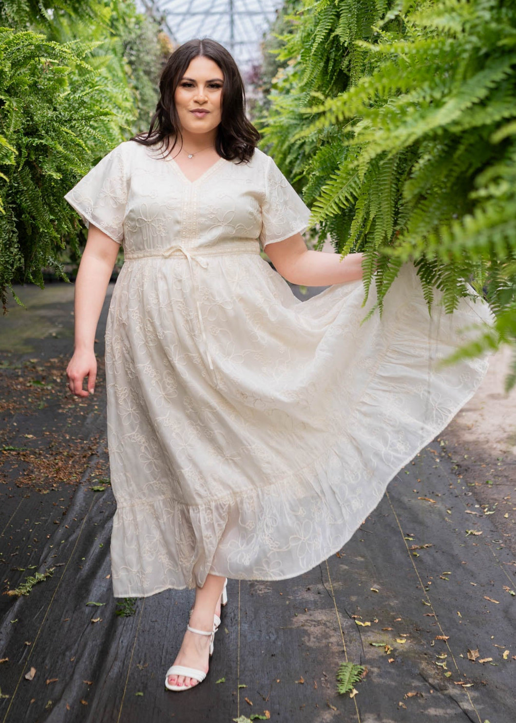 Mayla Cream Embroidered Floral Dress