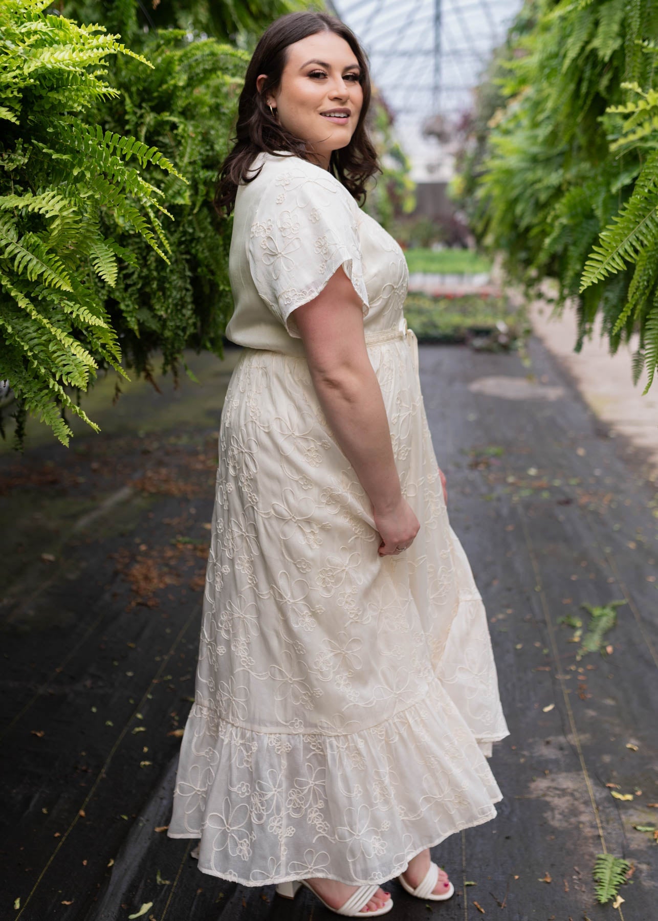 Mayla Cream Embroidered Floral Dress