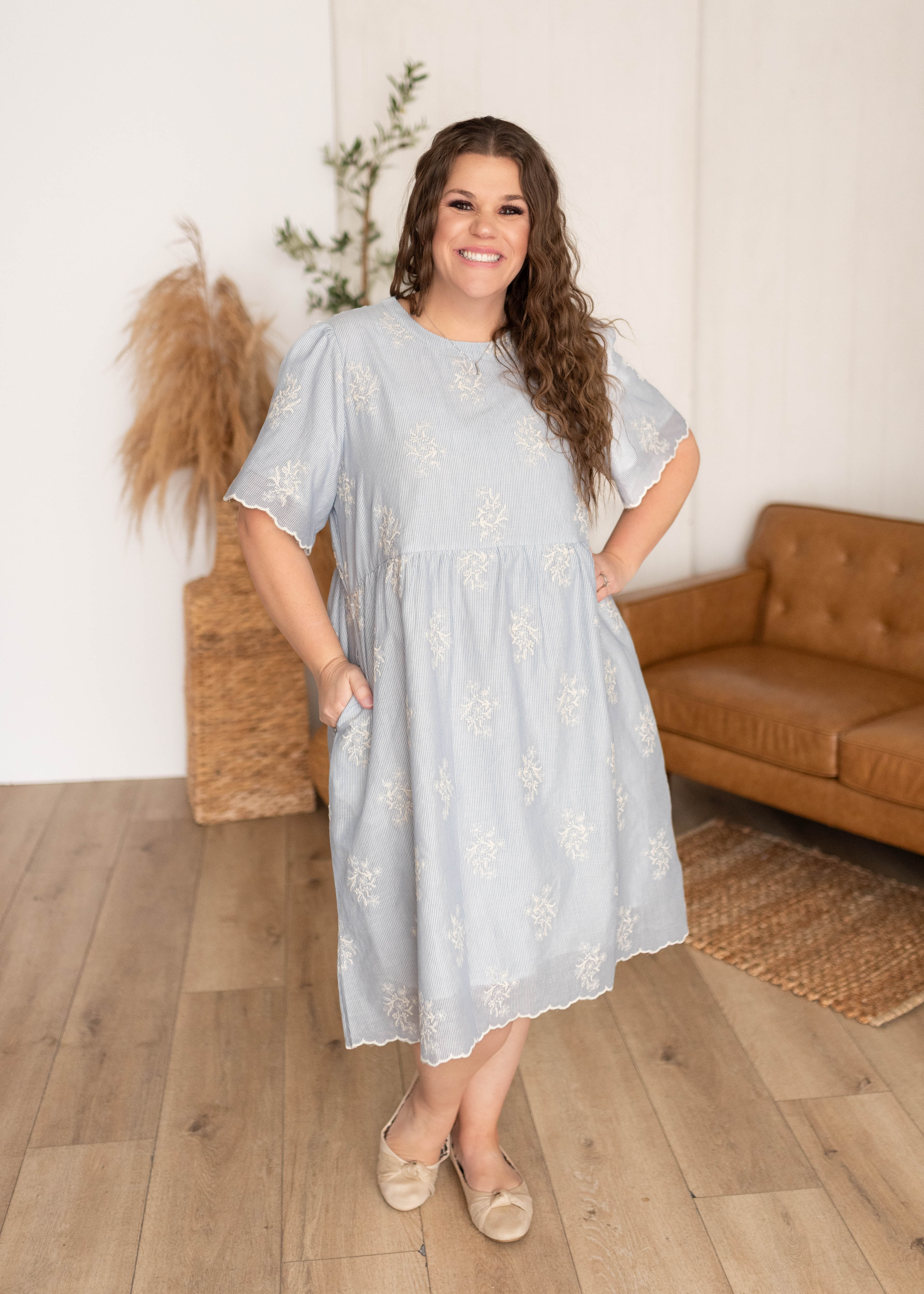 Mckenzie Blue Embroidered Dress