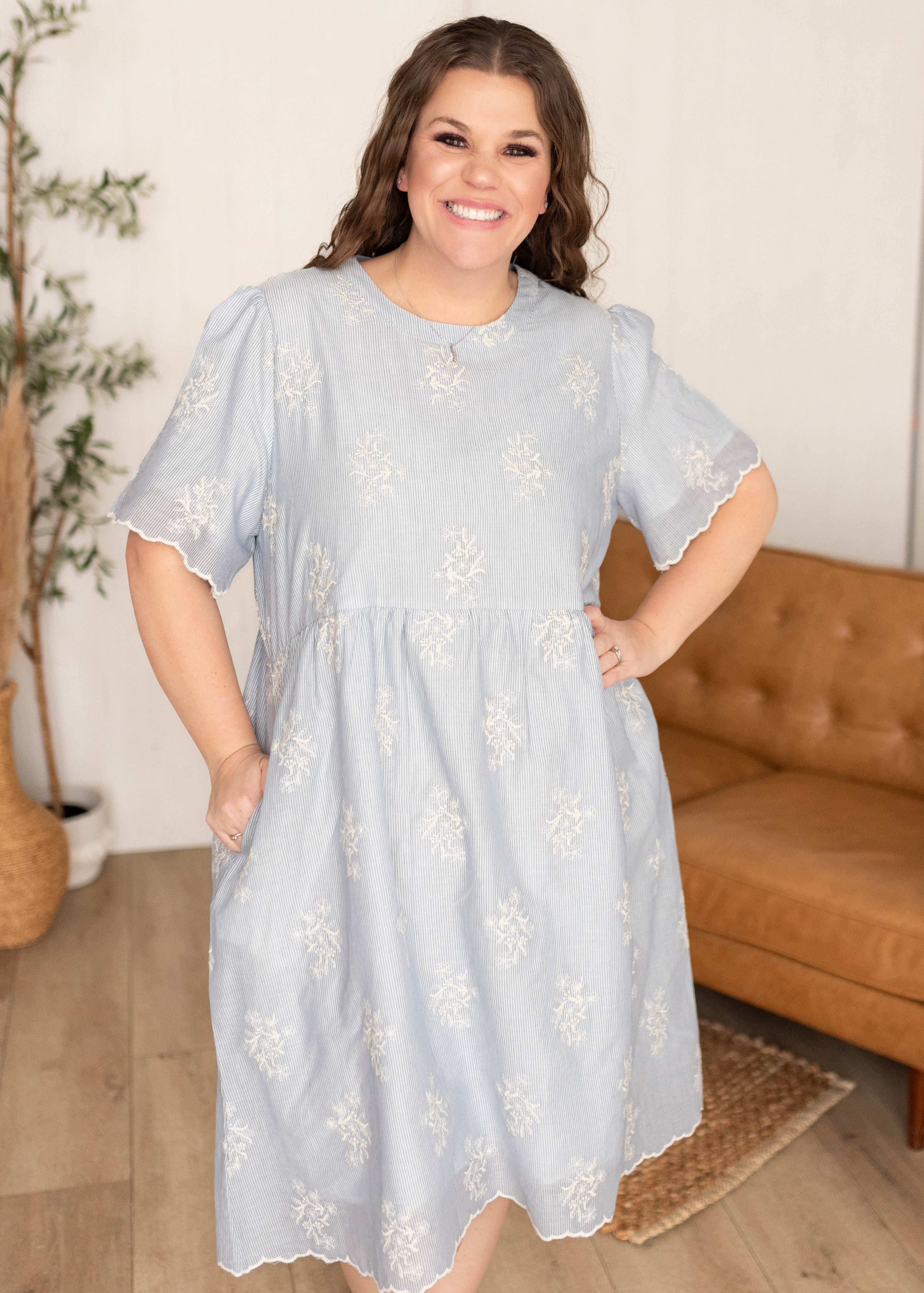 Mckenzie Blue Embroidered Dress