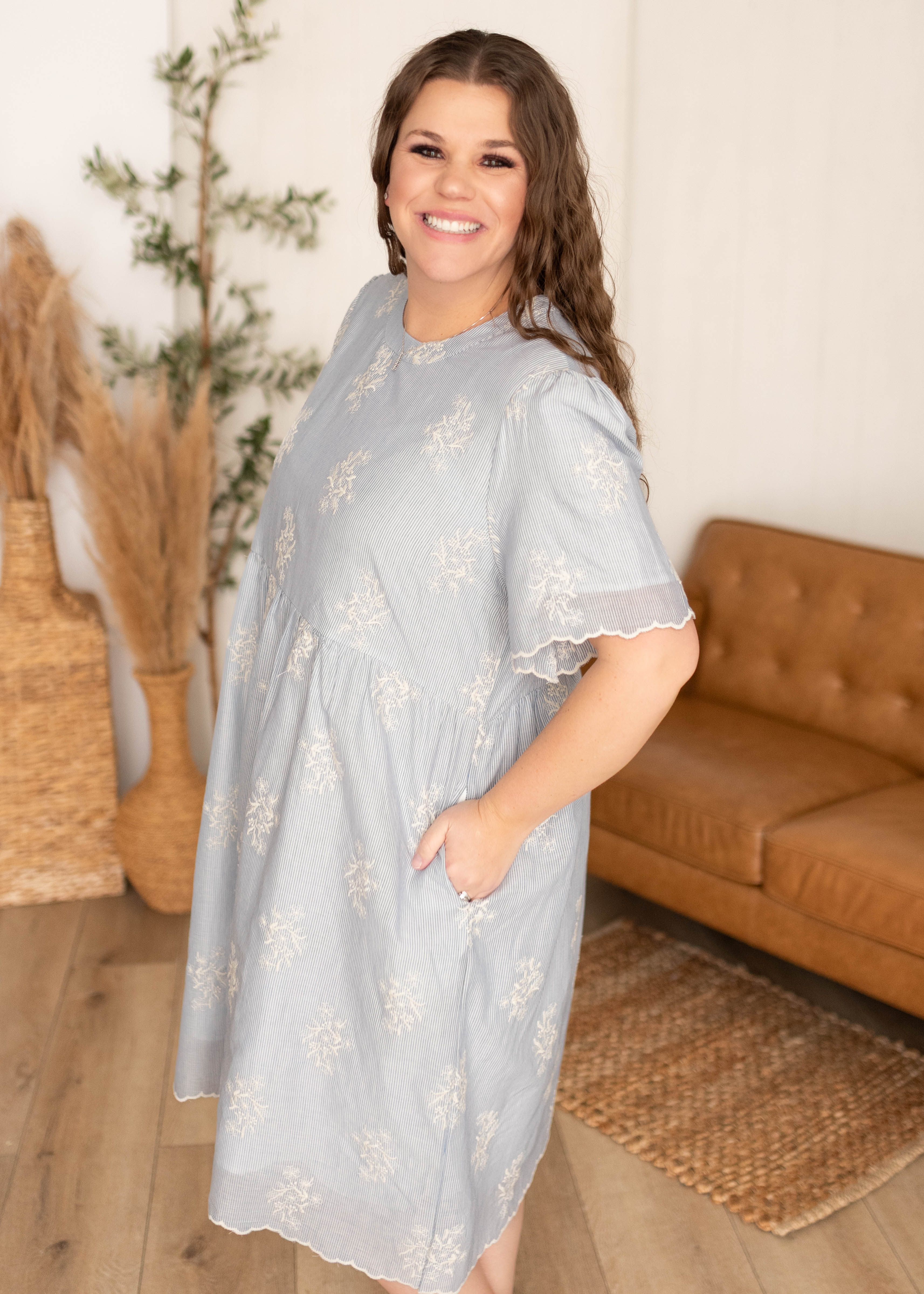 Mckenzie Blue Embroidered Dress