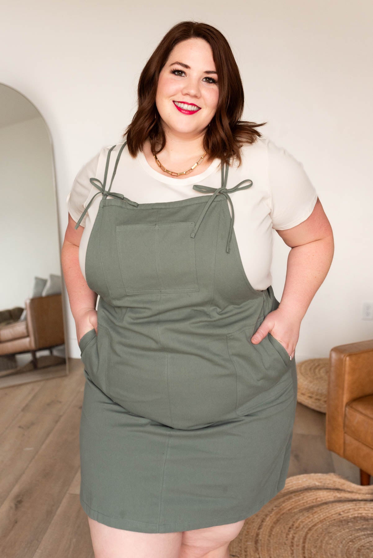 Melany Olive Jumper Dress