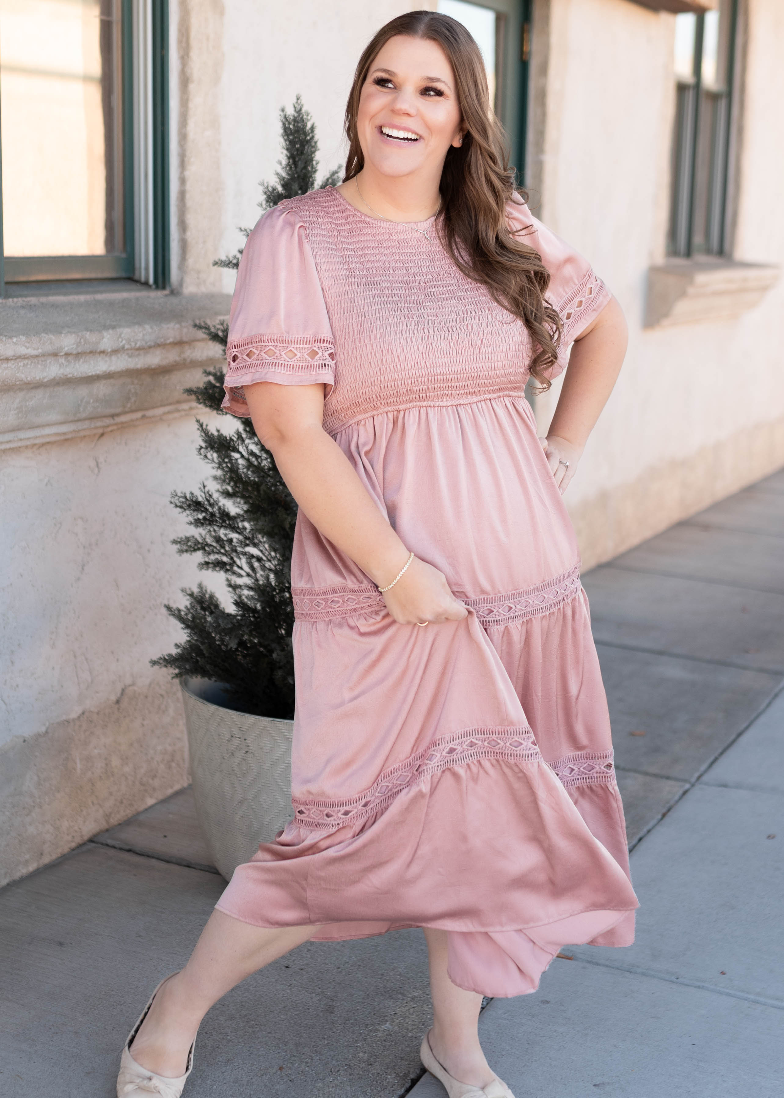 Millie Blush Smocked Dress