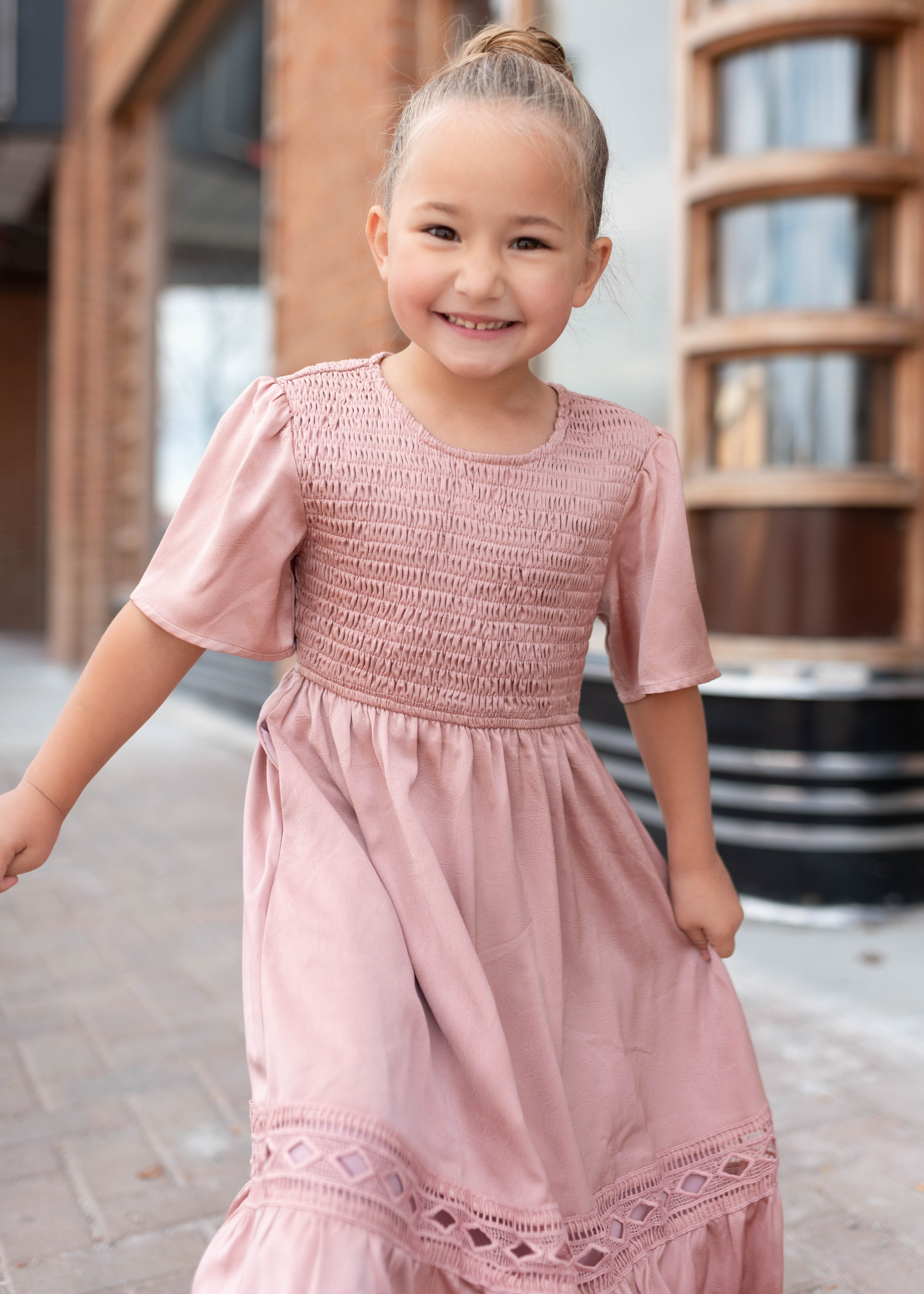 Millie Blush Smocked Little Girl Dress