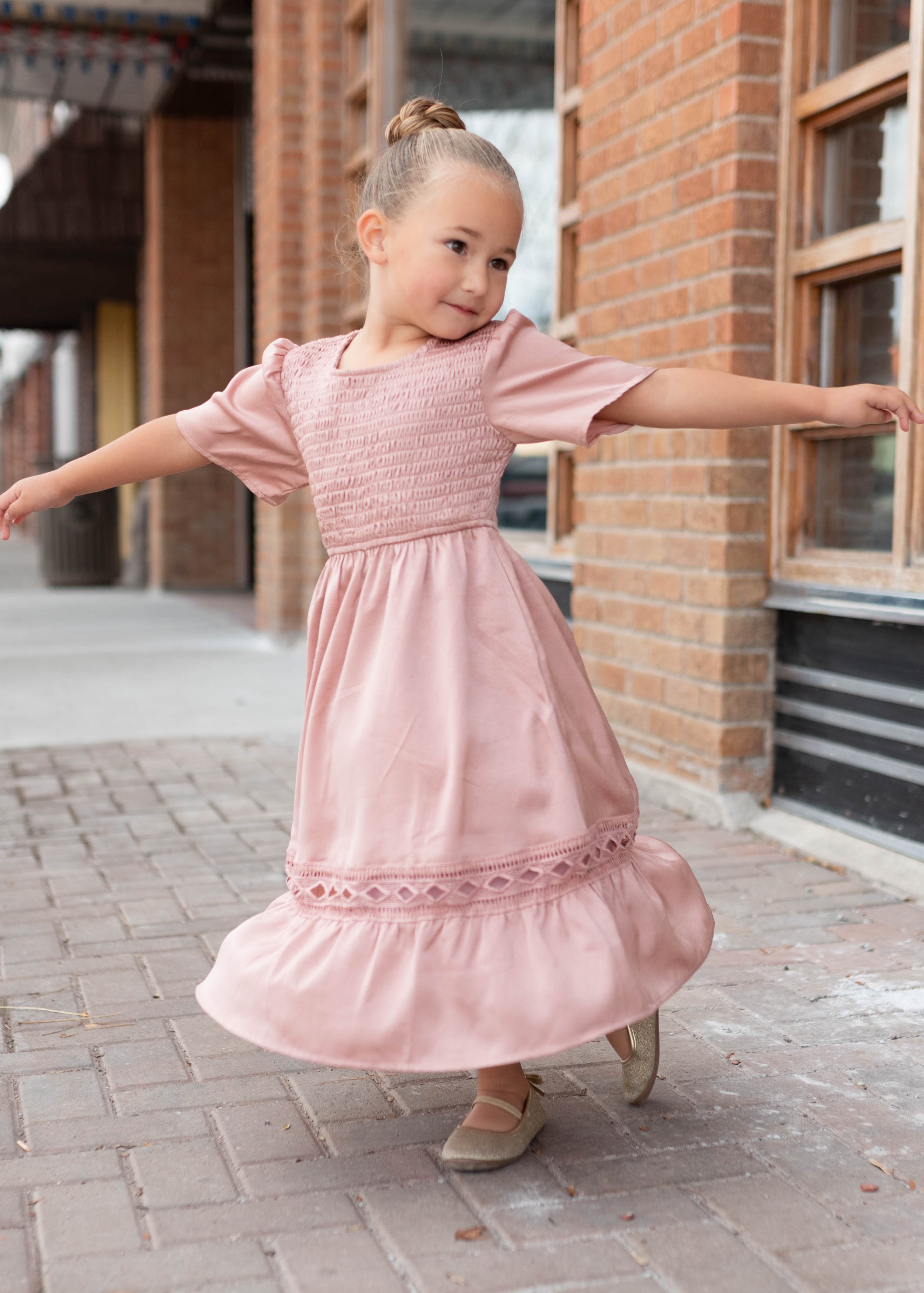 Millie Blush Smocked Little Girl Dress