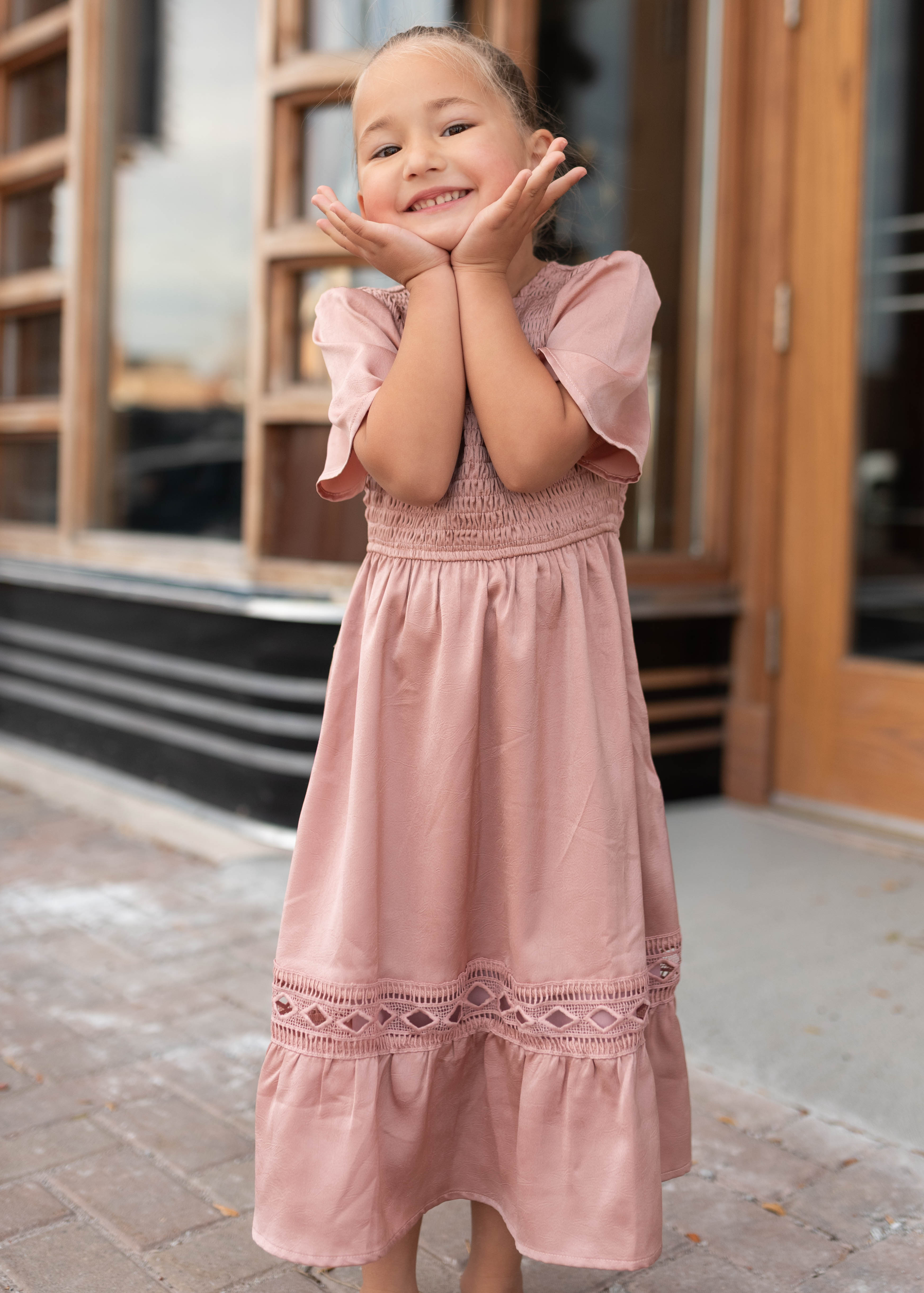 Millie Blush Smocked Little Girl Dress