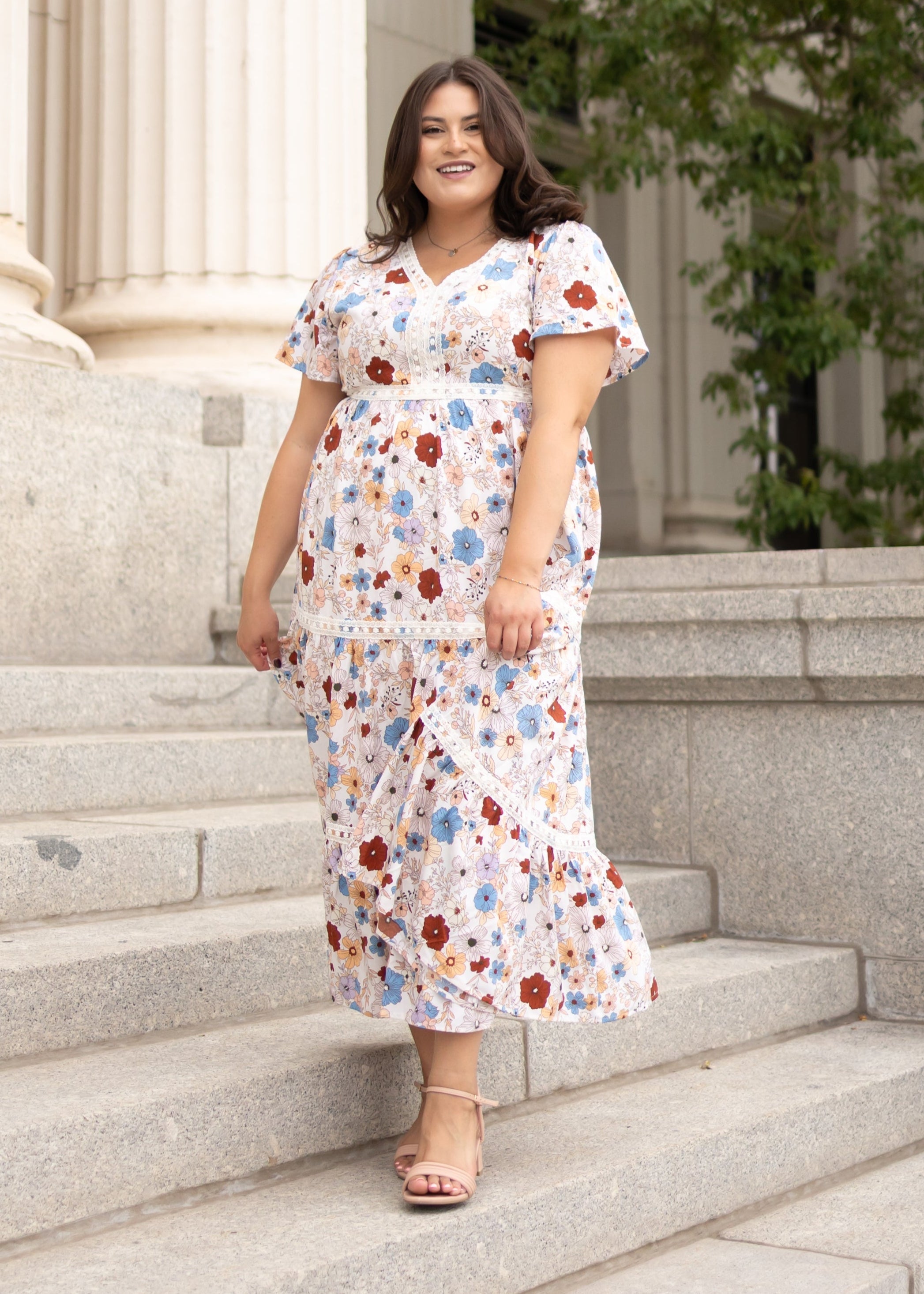 Mina Cream Floral Dress