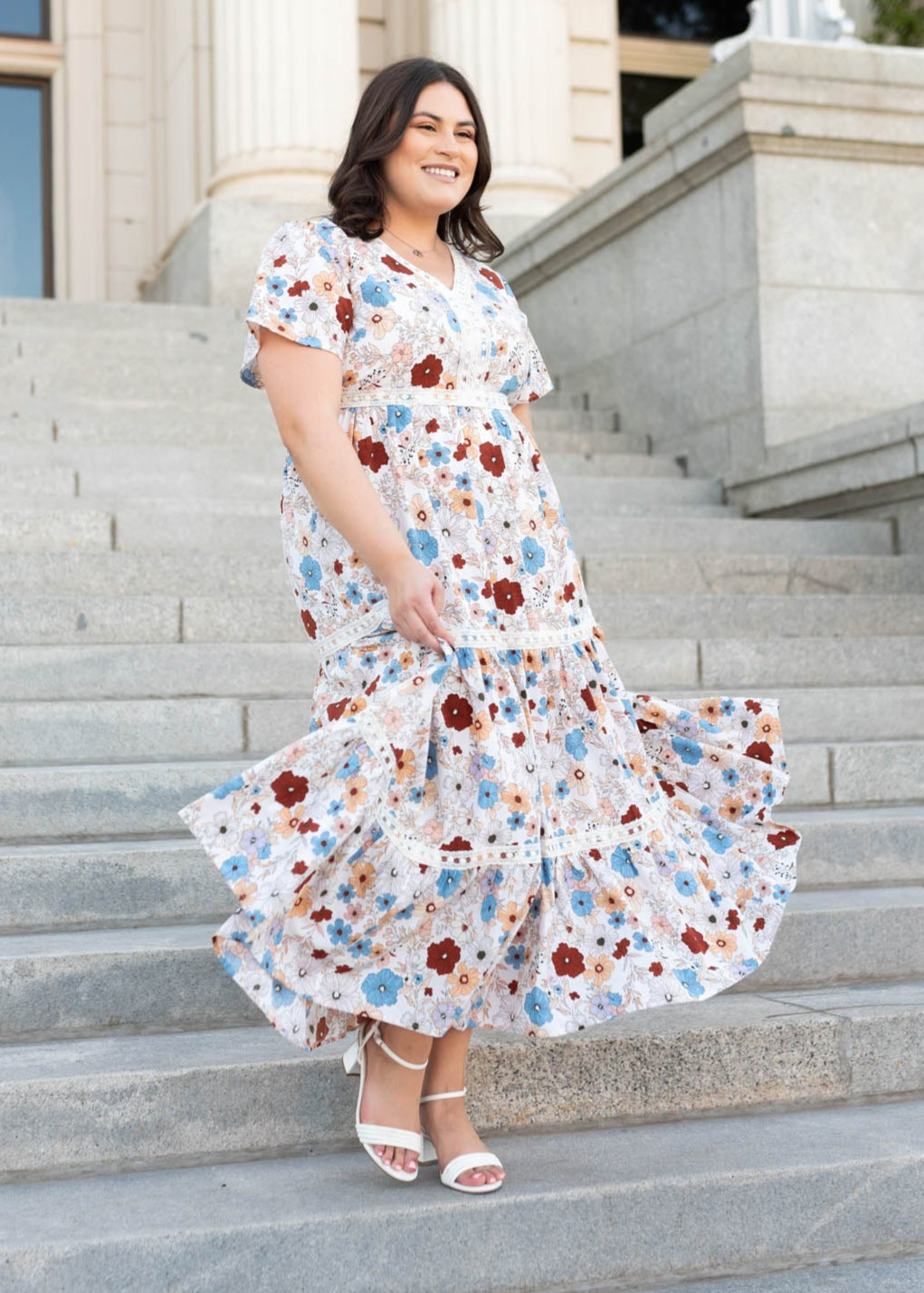 Mina Cream Floral Dress