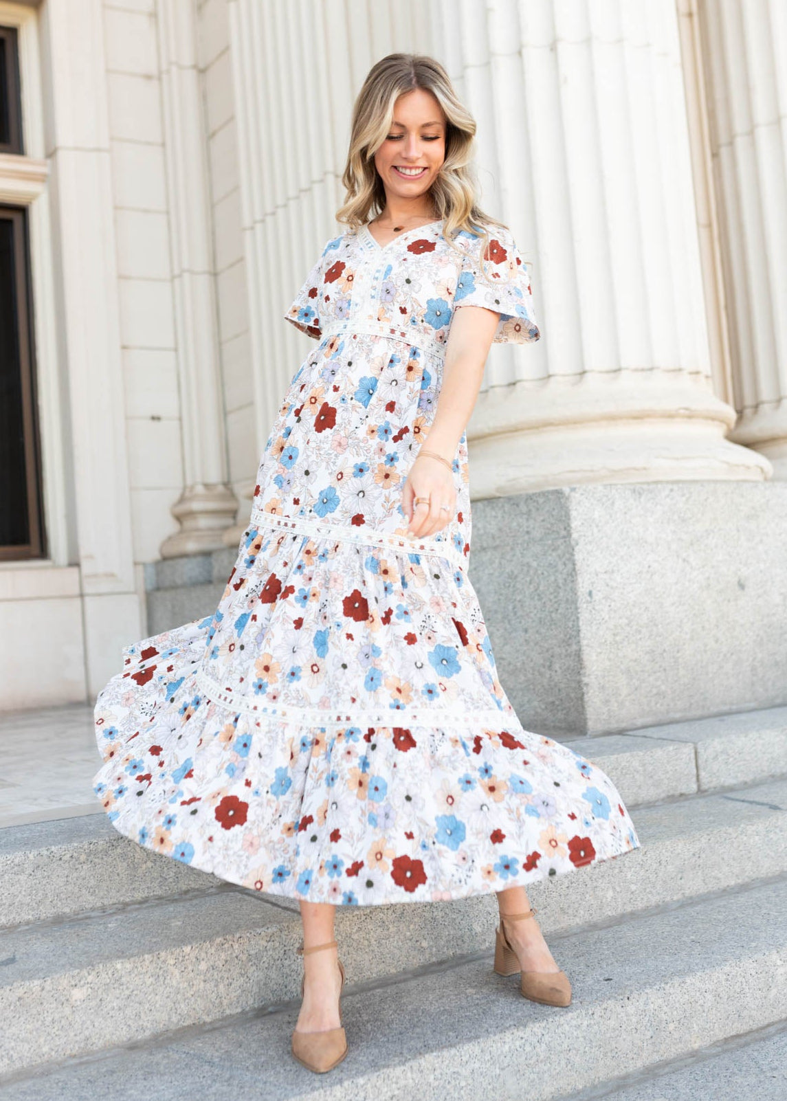 Mina Cream Floral Dress