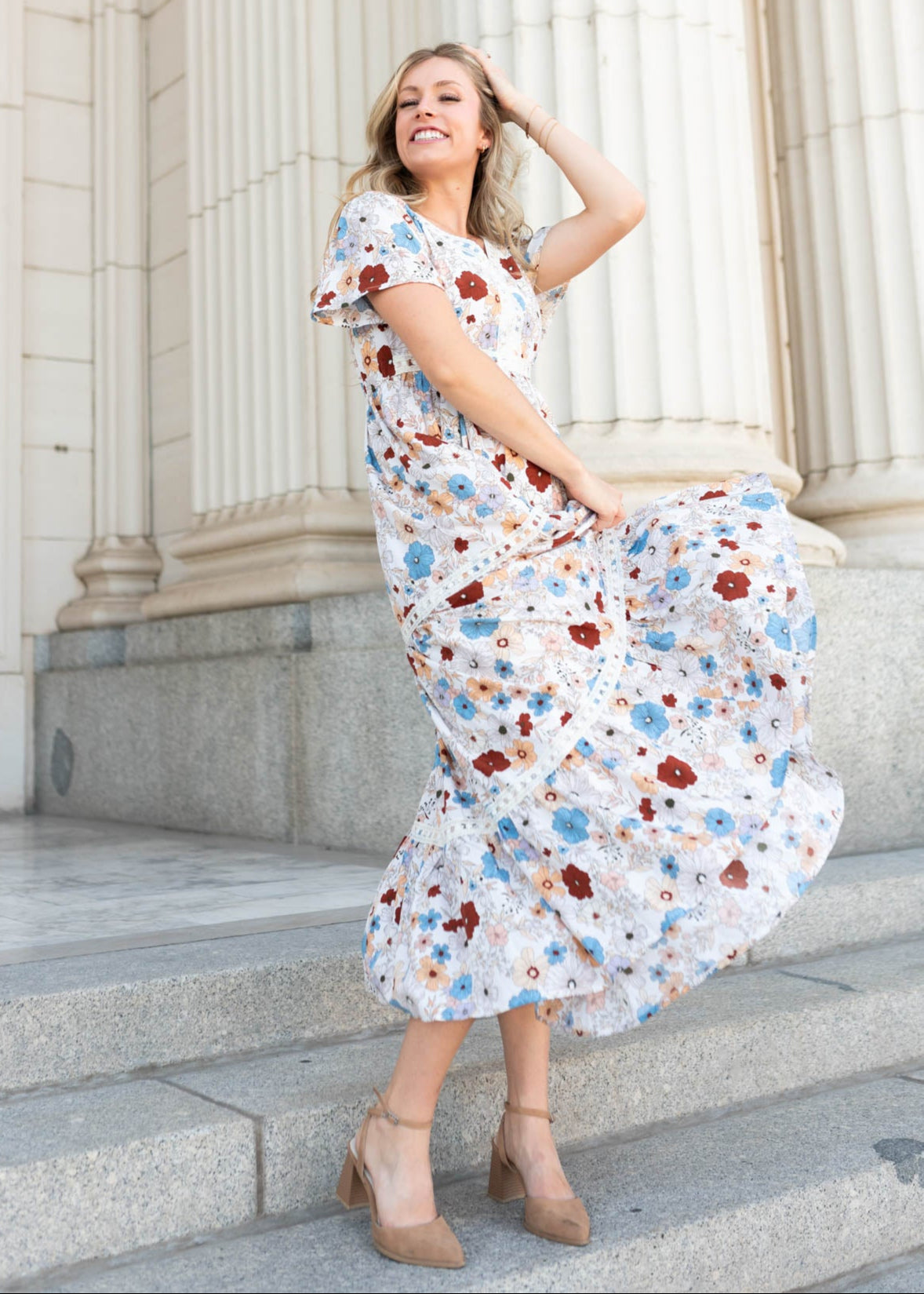 Mina Cream Floral Dress