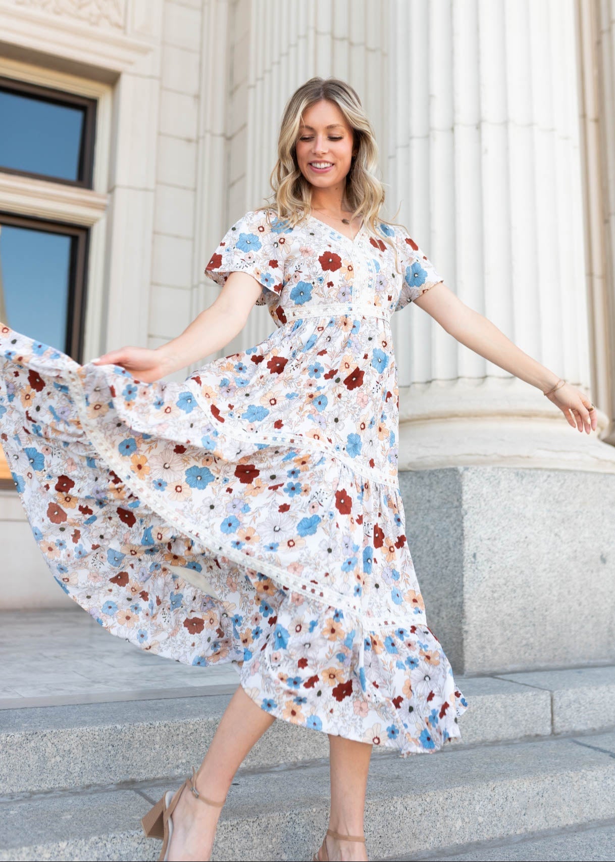 Mina Cream Floral Dress
