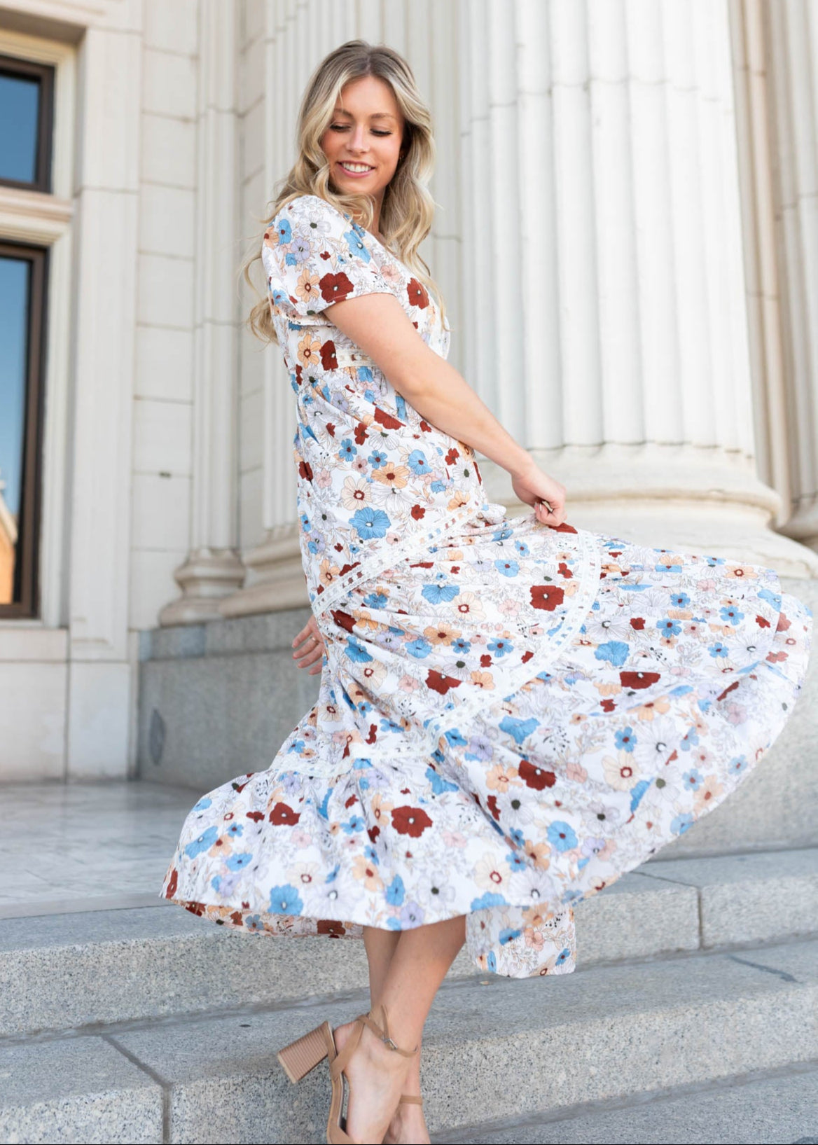 Mina Cream Floral Dress