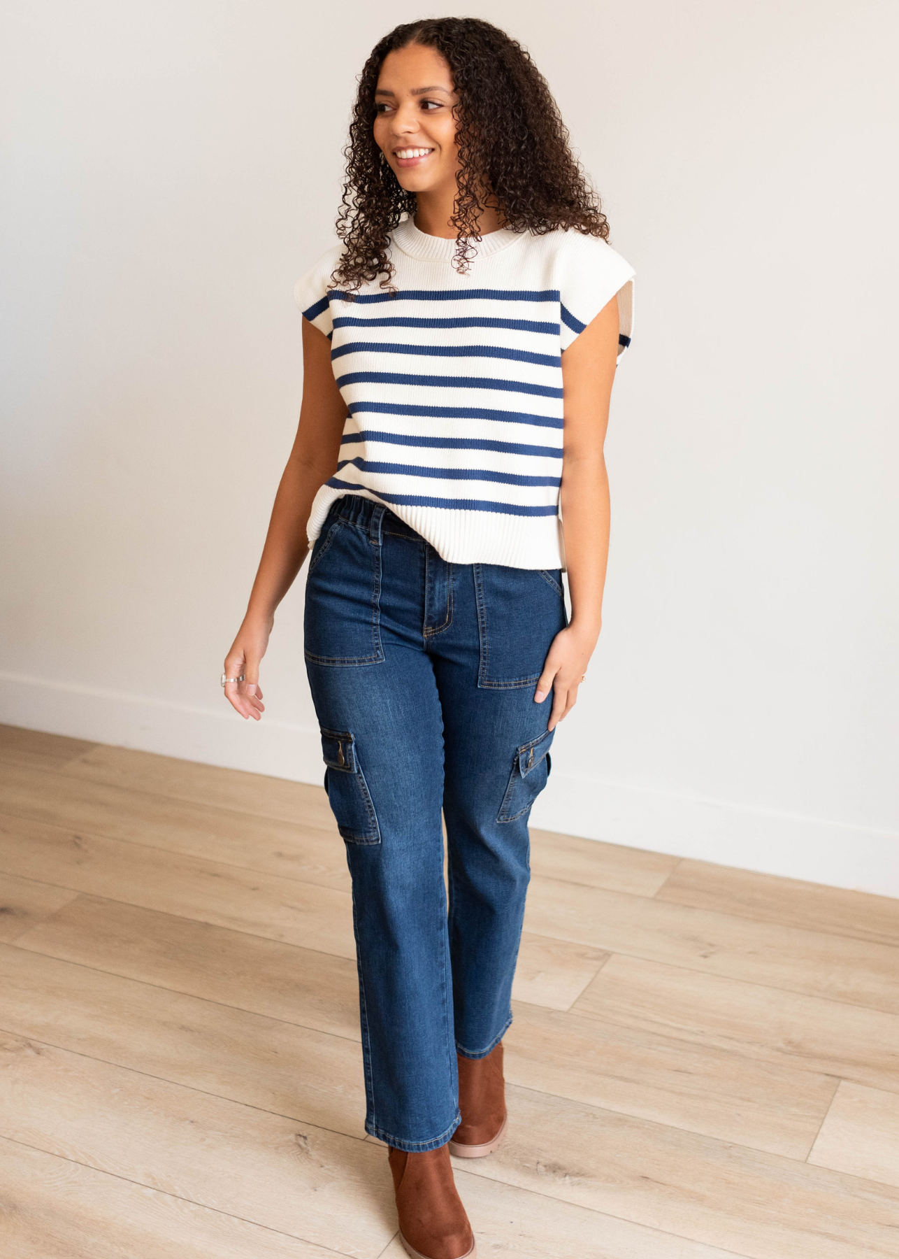 Morgan Dark Denim Cargo Jeans