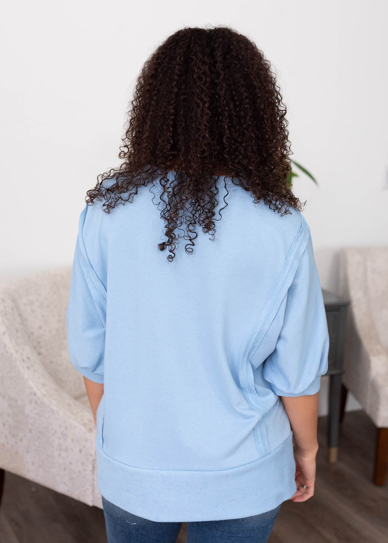Narissa Blue Textured Pullover