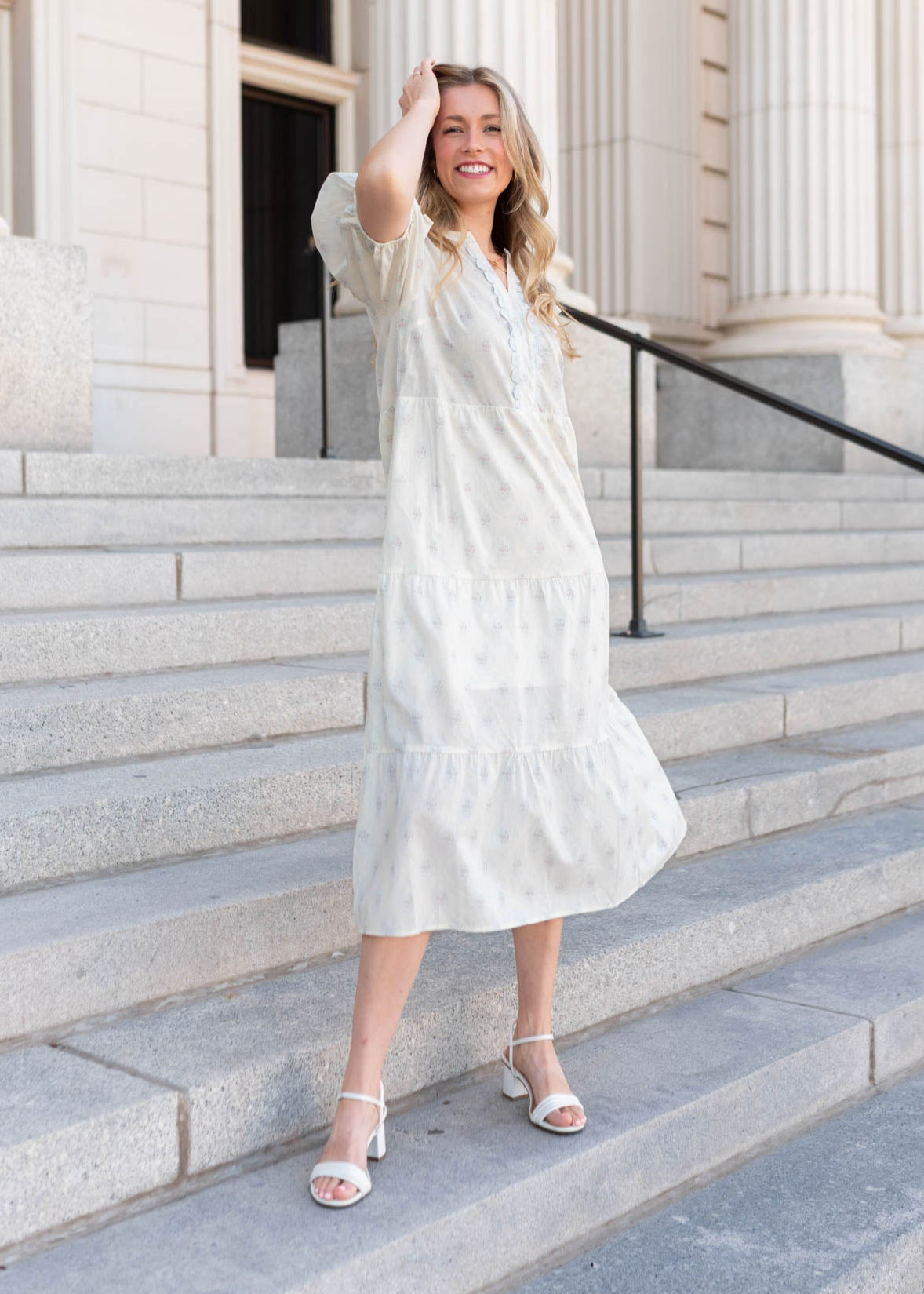 Nellie Vintage Cream Floral Dress