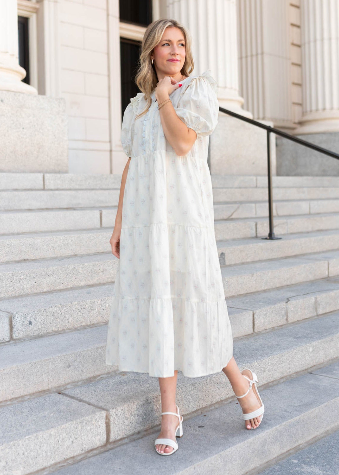 Nellie Vintage Cream Floral Dress