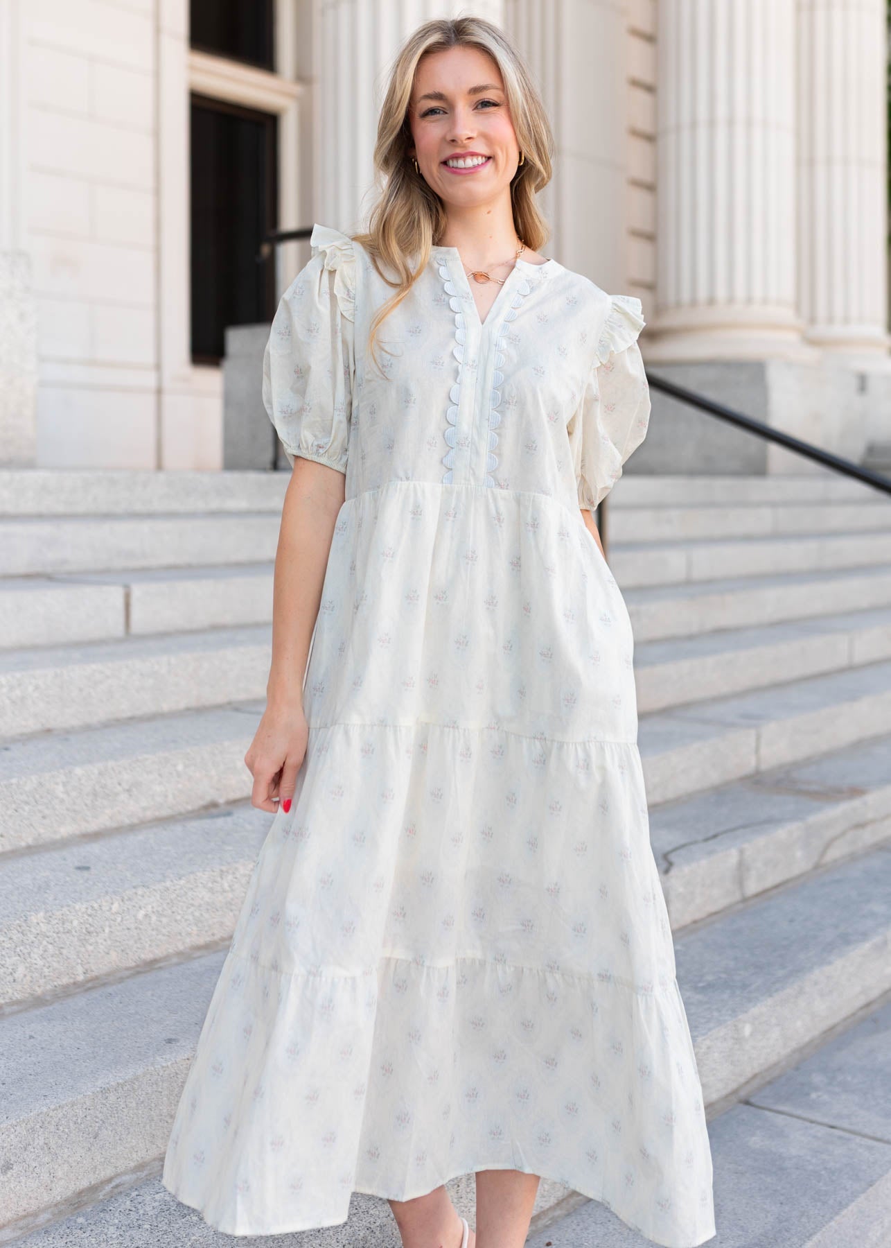Nellie Vintage Cream Floral Dress