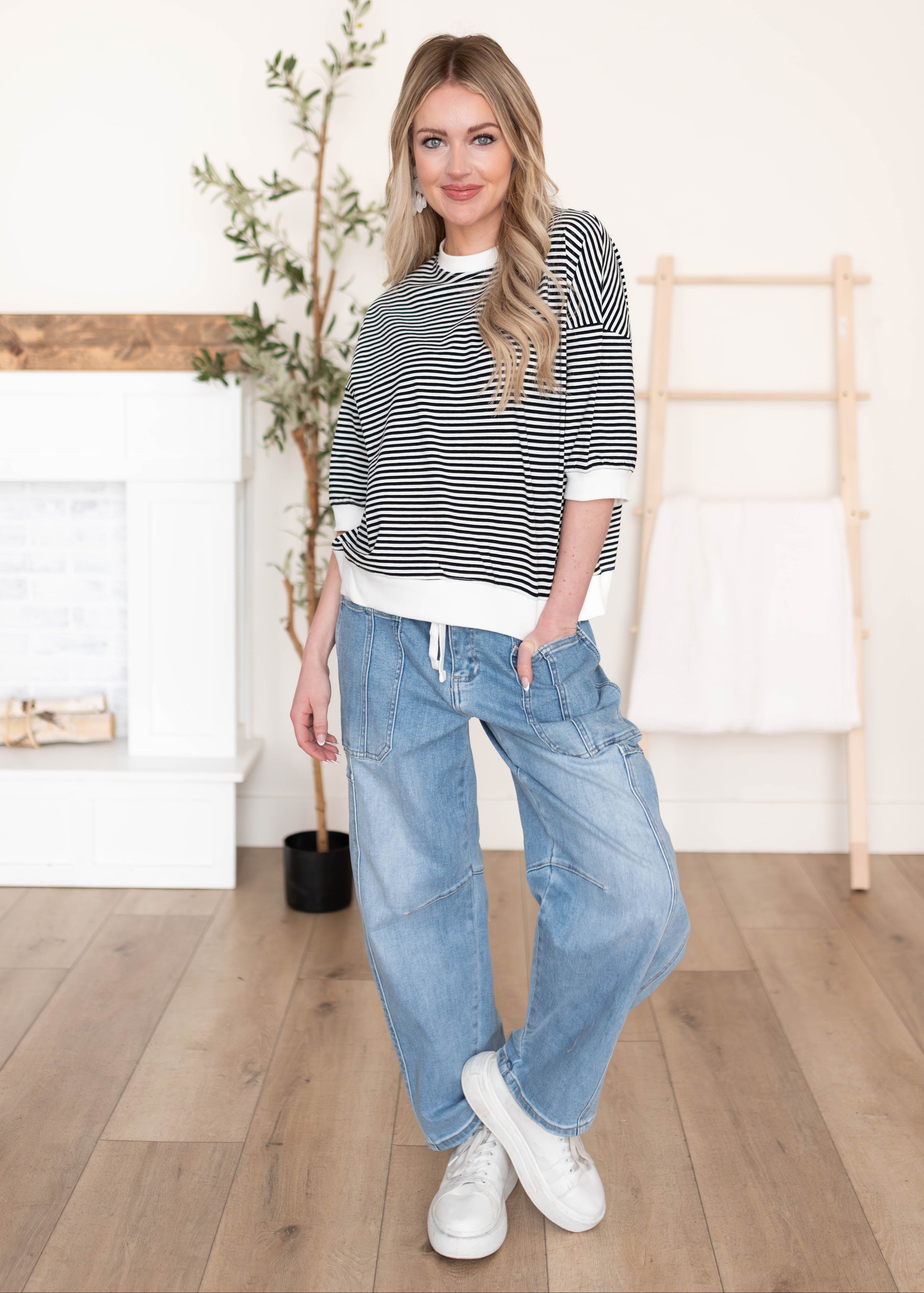 Oaklynn Black Stripe Top