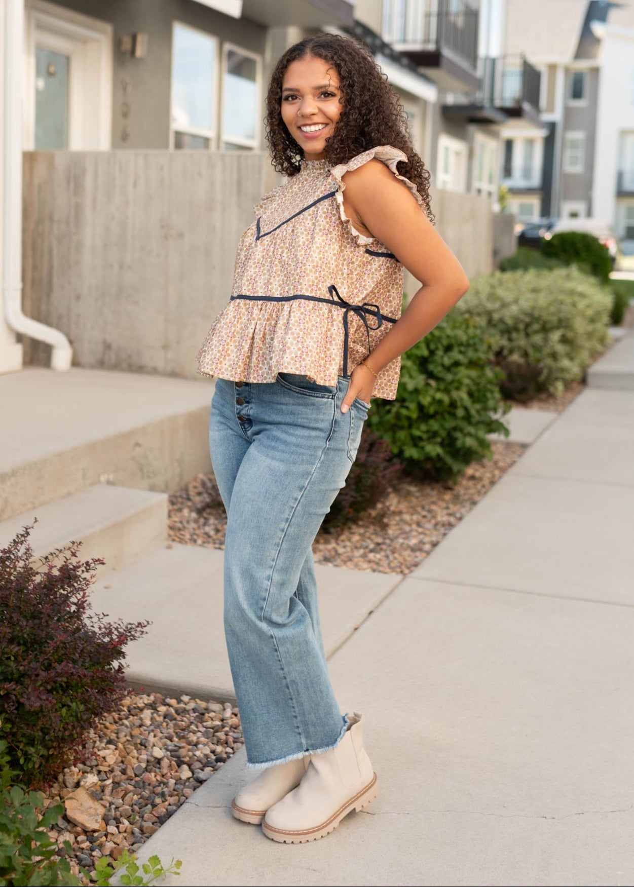 Olivia Taupe Floral Top