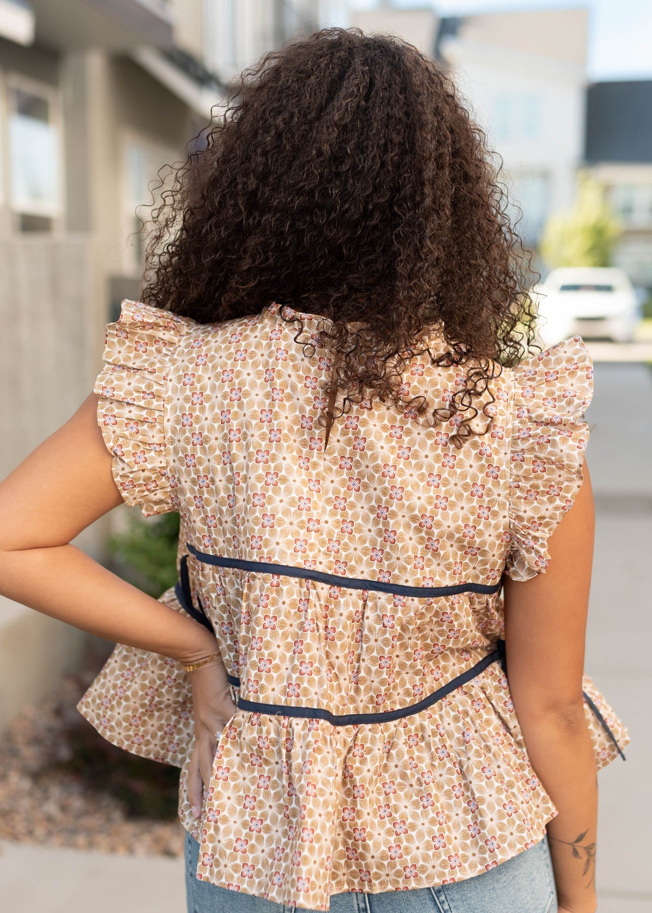 Olivia Taupe Floral Top