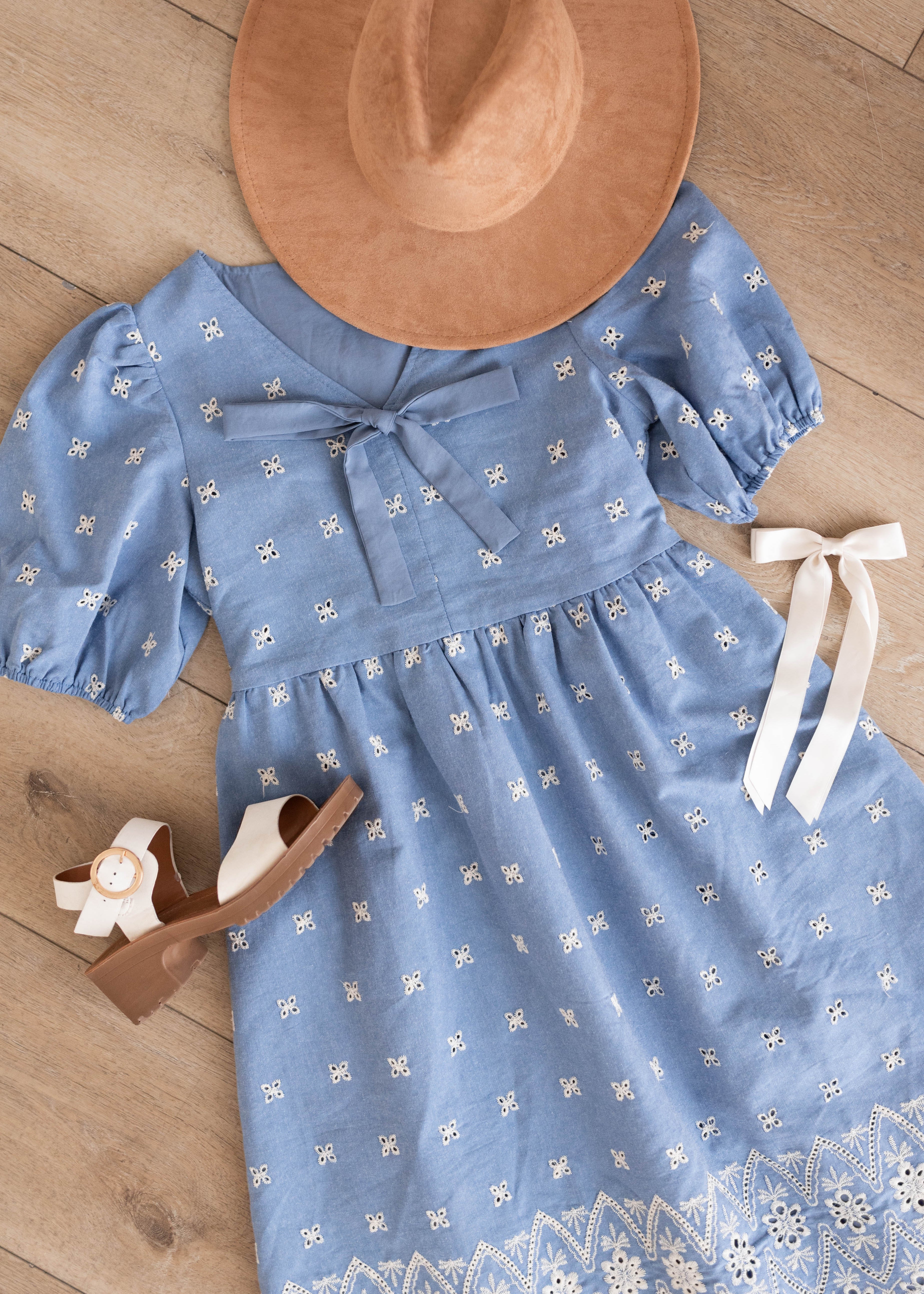 Jordyn Blue Eyelet Dress