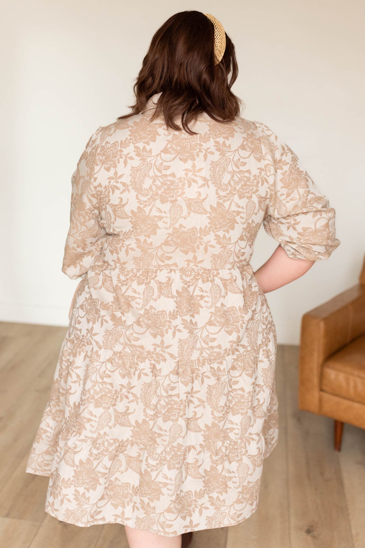 Railee Taupe Floral Button Down Dress