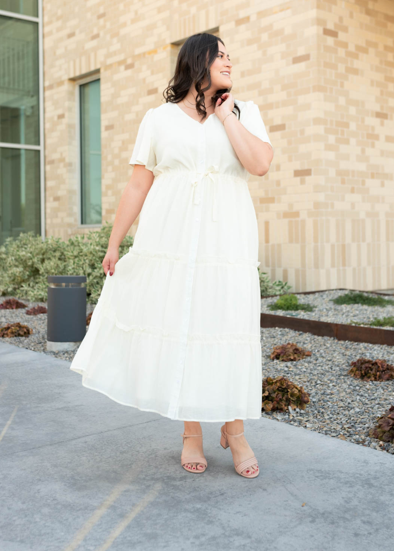 Rebekah Cream Button Down Dress