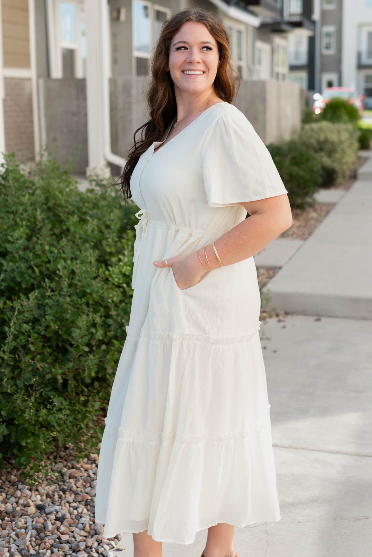Rebekah Cream Button Down Dress