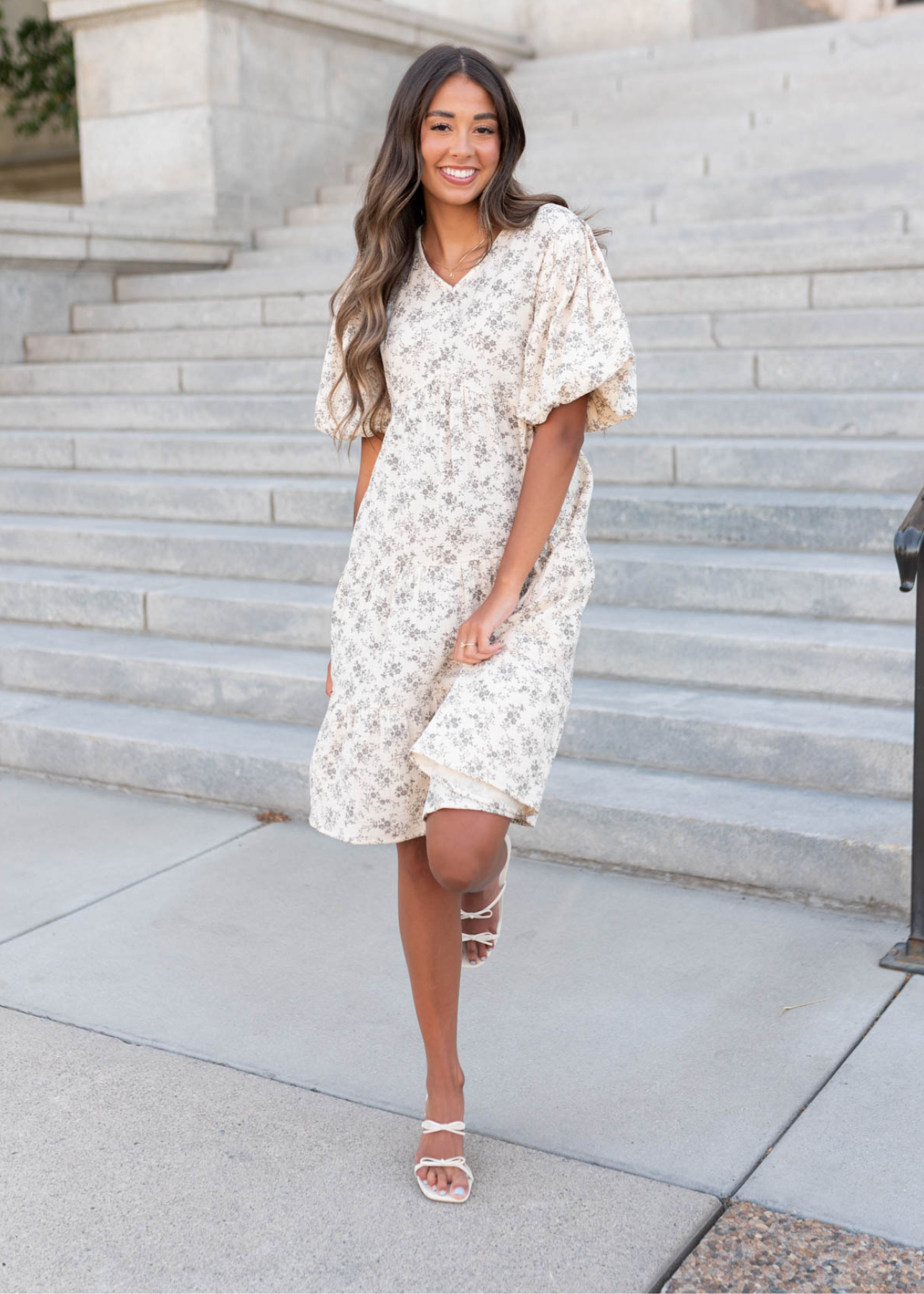 Remie Natural Floral Dress