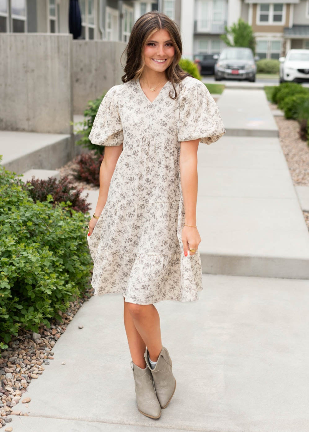Remie Natural Floral Dress