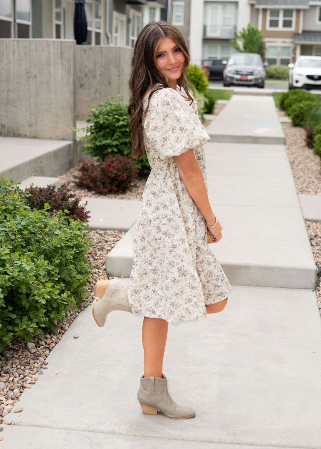 Remie Natural Floral Dress