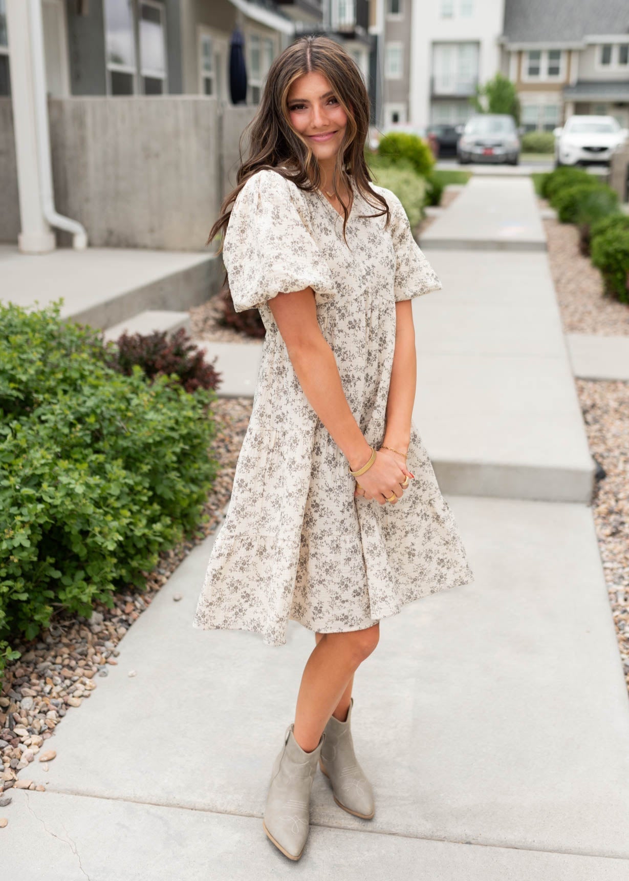 Remie Natural Floral Dress
