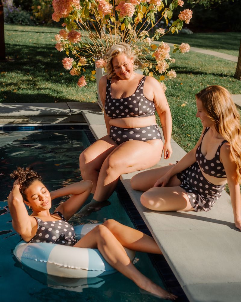 Retro Dot Square Neck Tankini Top