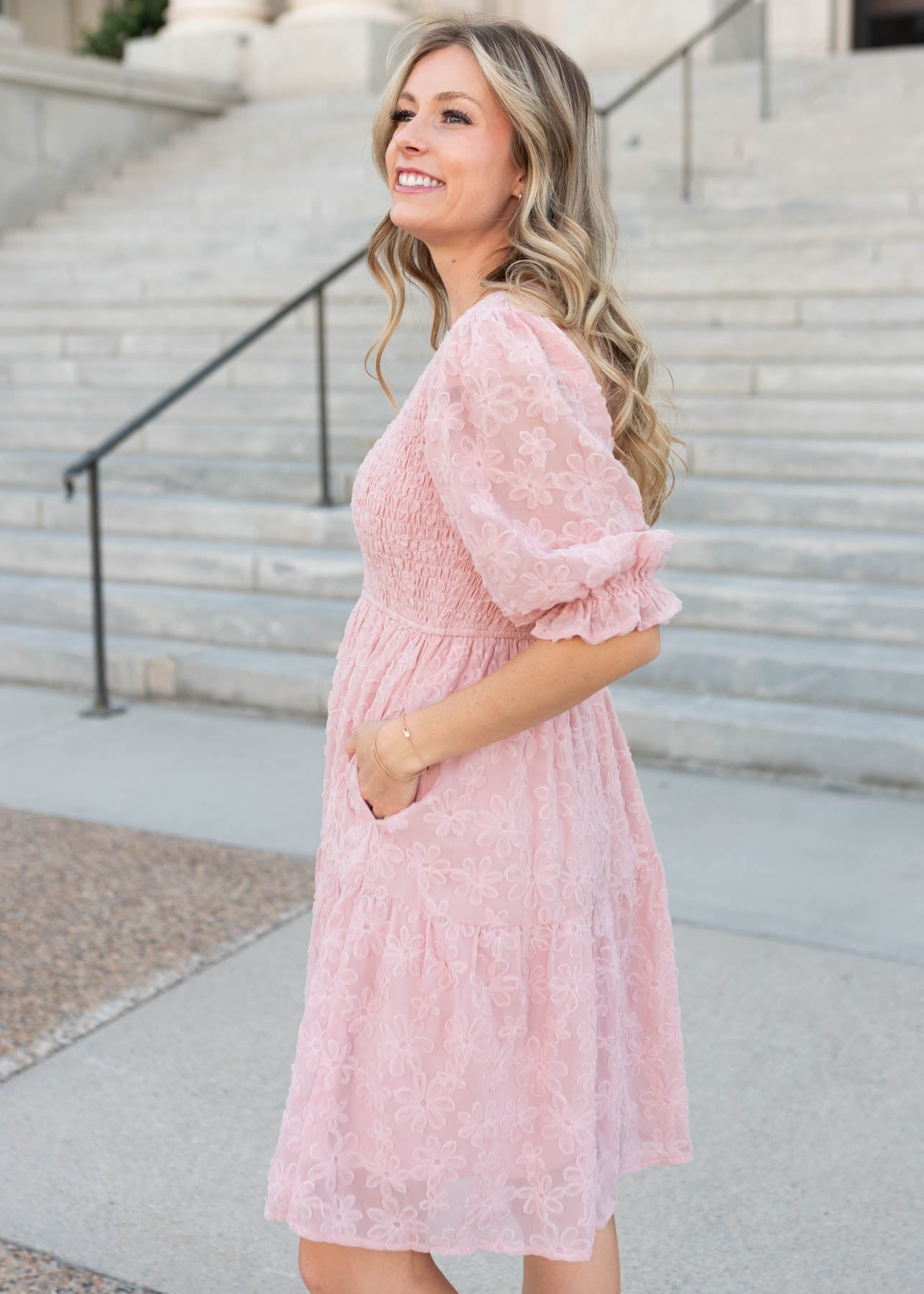 Robin Blush Floral Textured Dress
