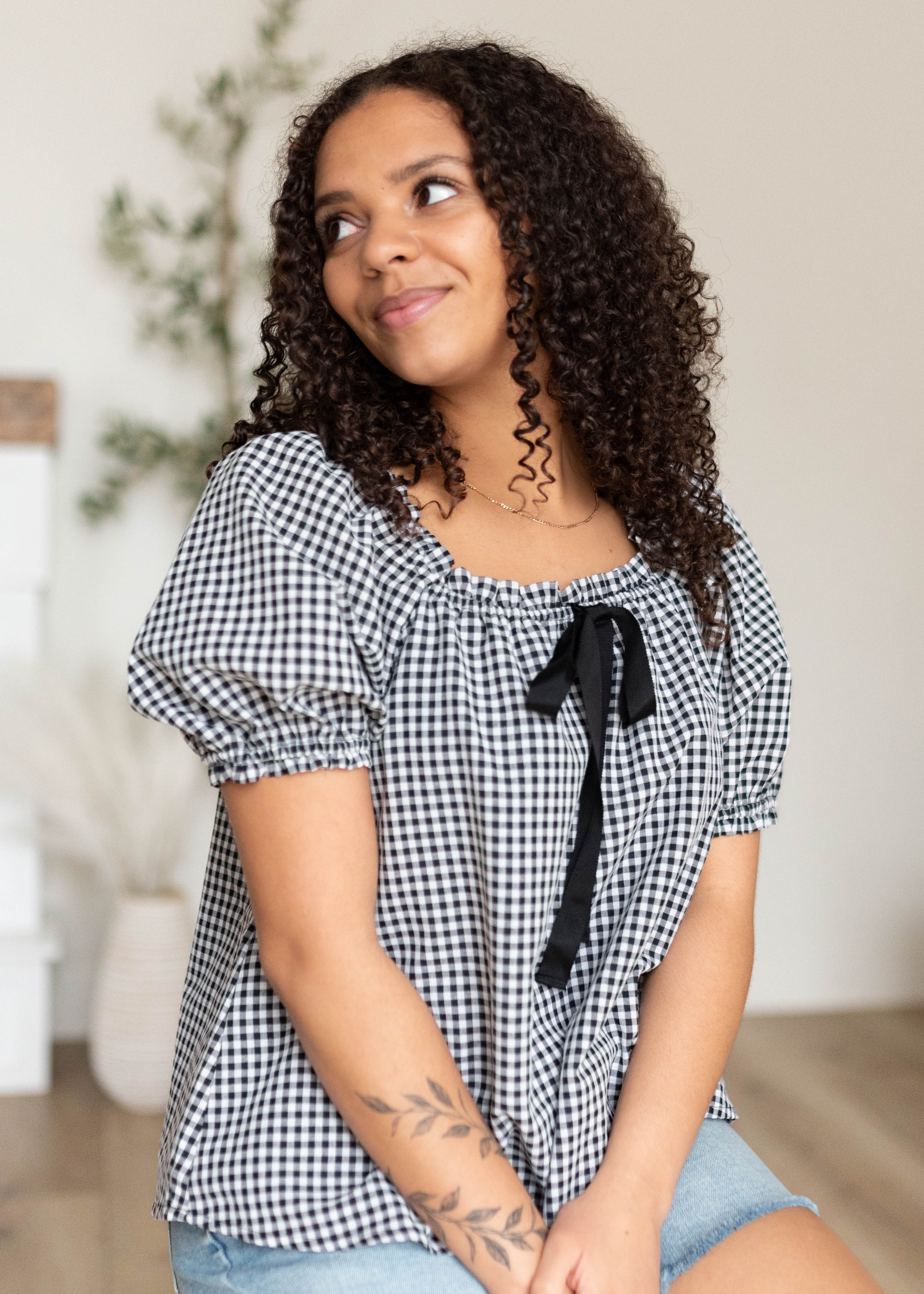 Rosalia Gingham Babydoll Top
