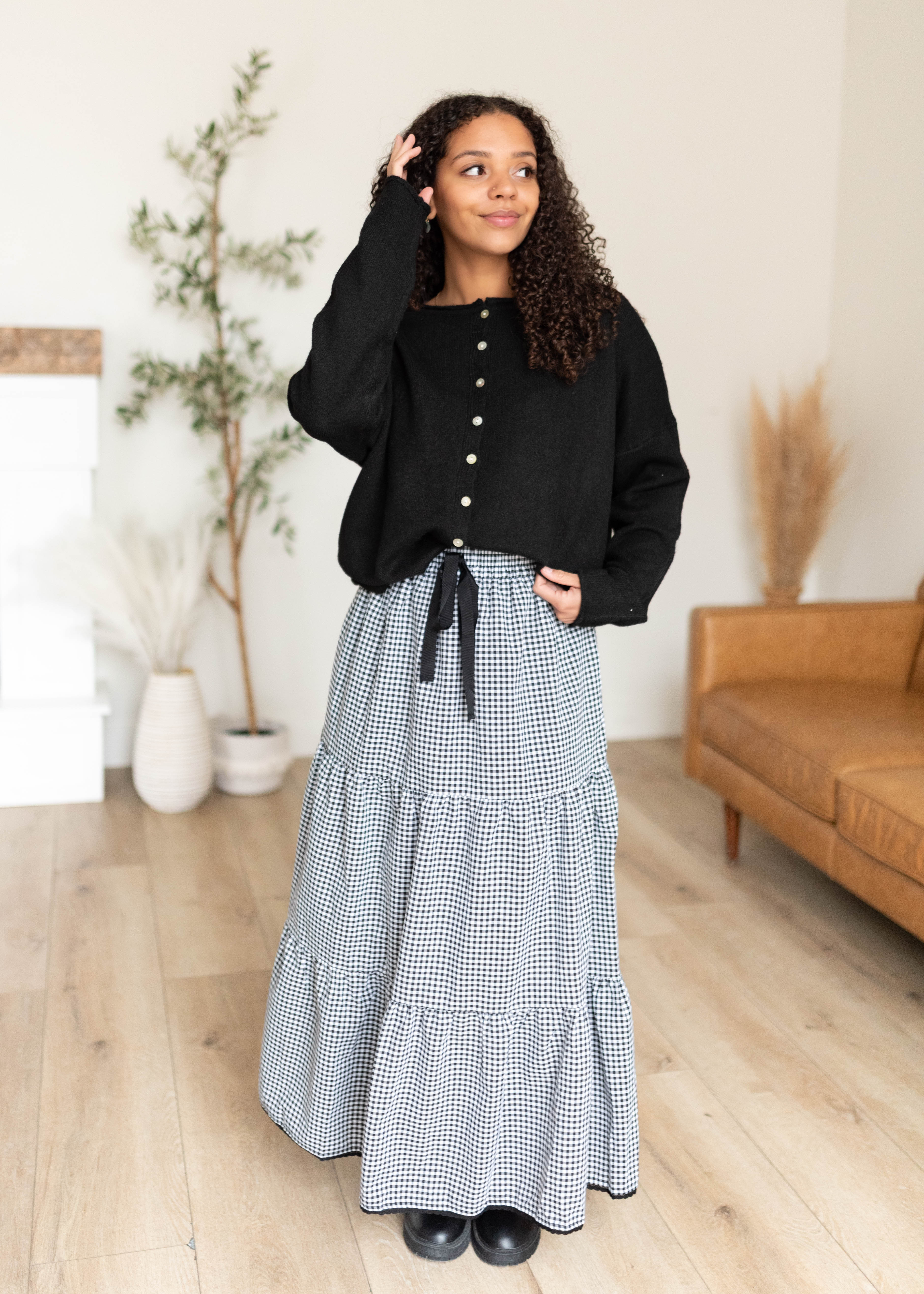 Rosalia Black Gingham Skirt