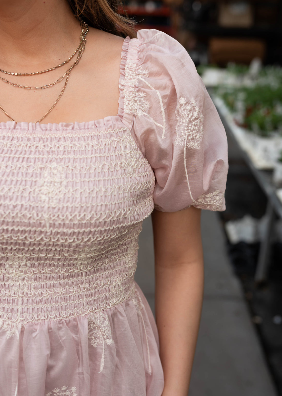 Roselyn Pink Smocked Dress