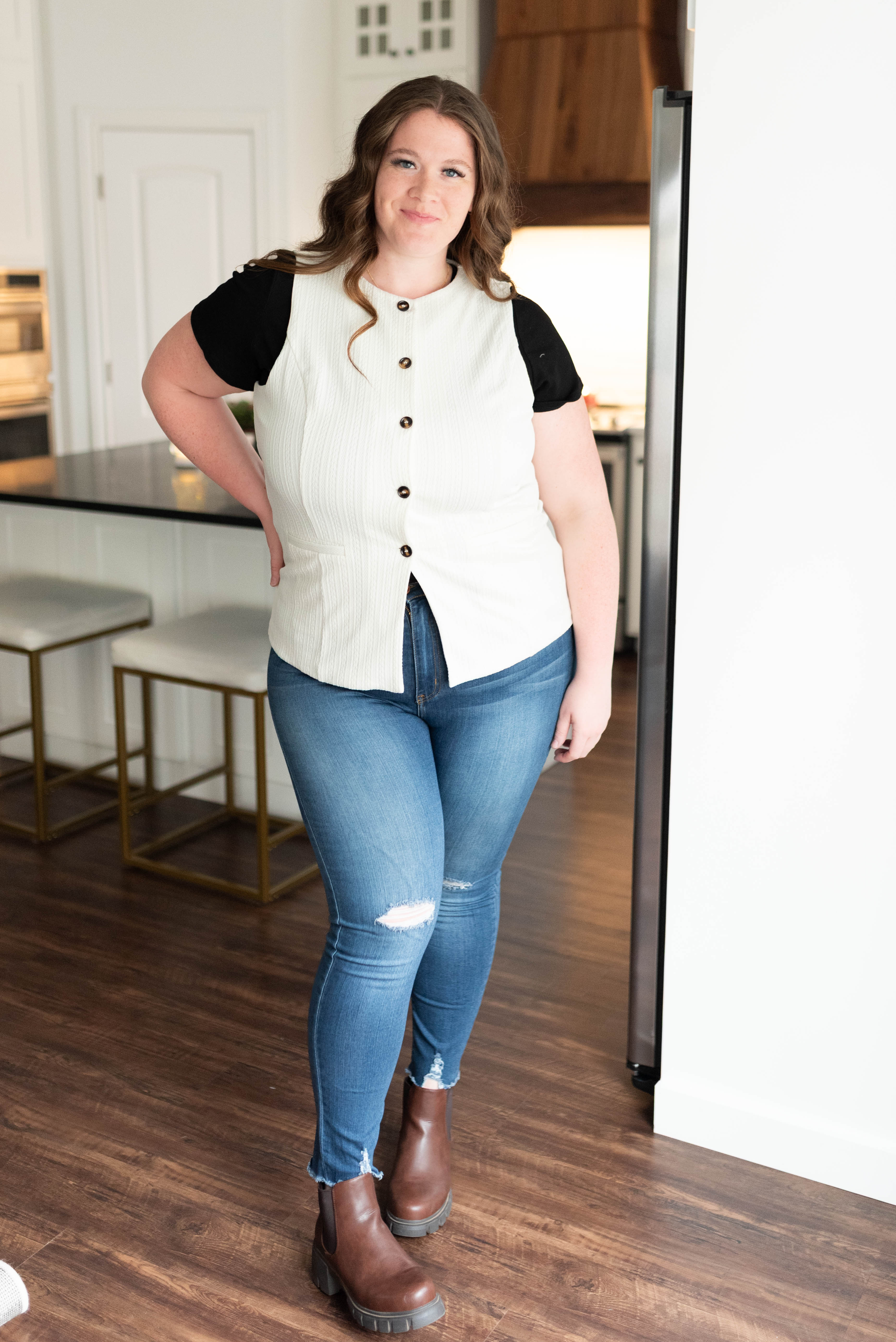 Ryan Cream Cardigan Vest